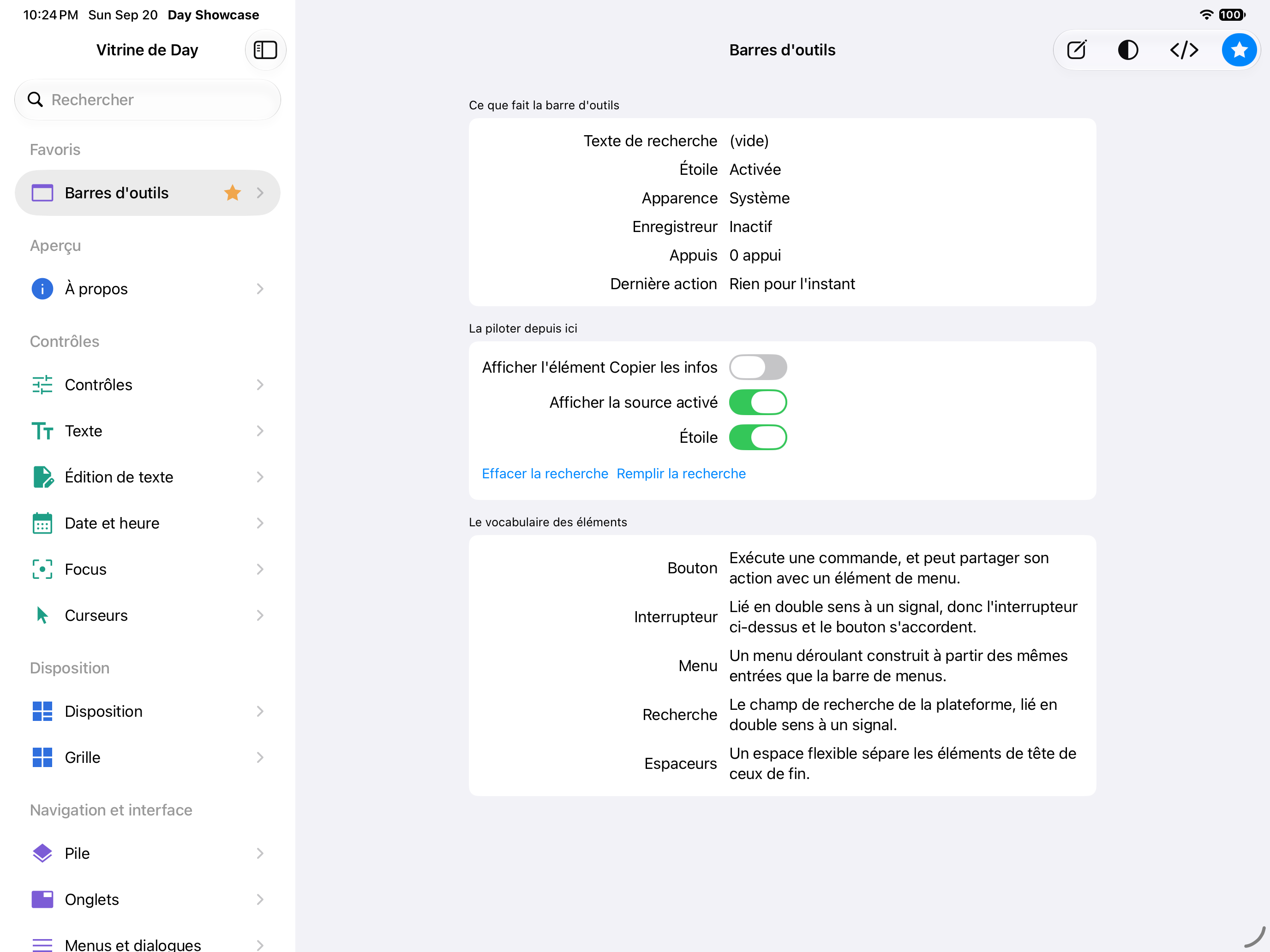 Barres d'outils — iOS (UIKit) · iPad