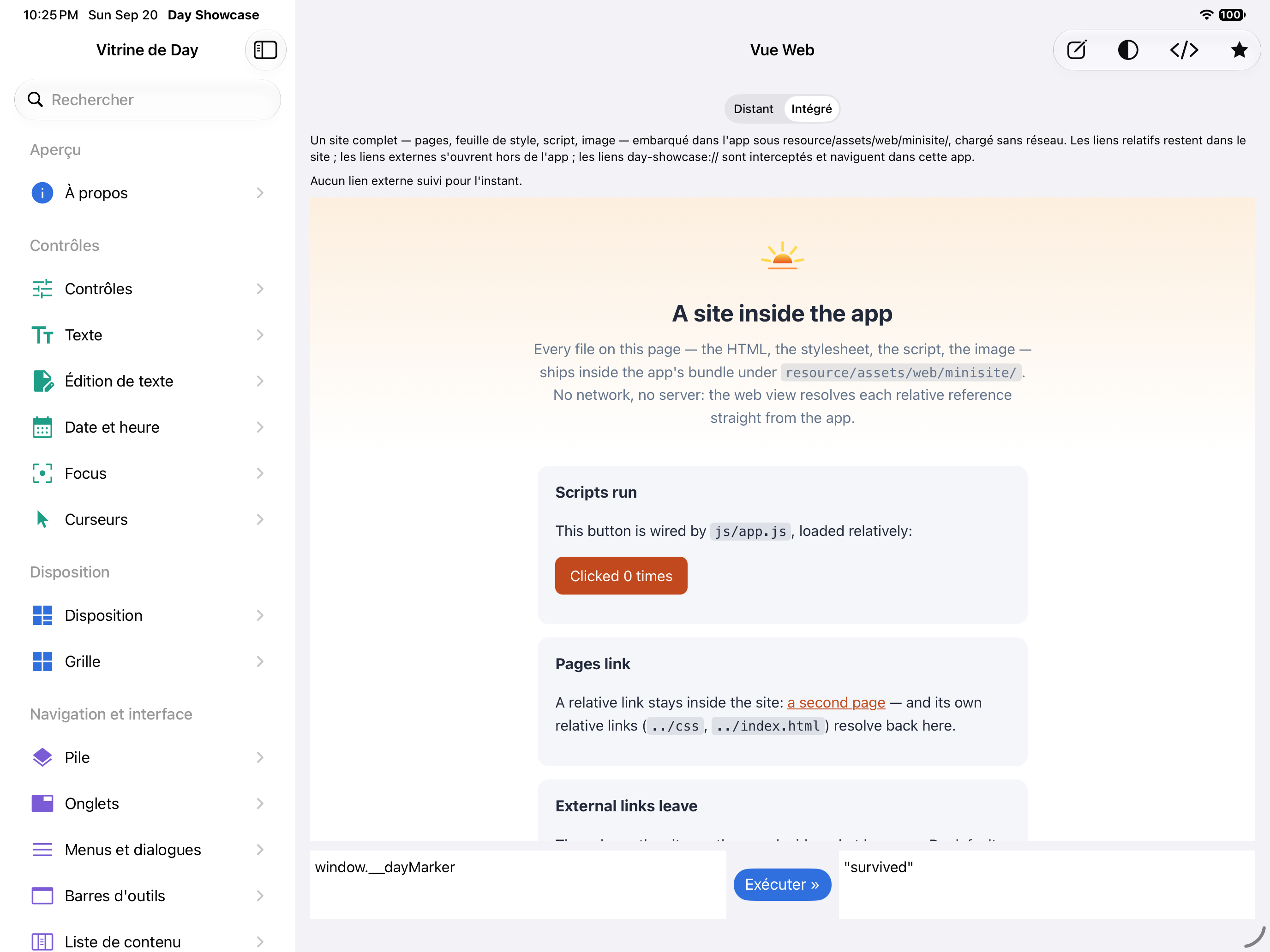Vue Web · site embarqué — iOS (UIKit) · iPad