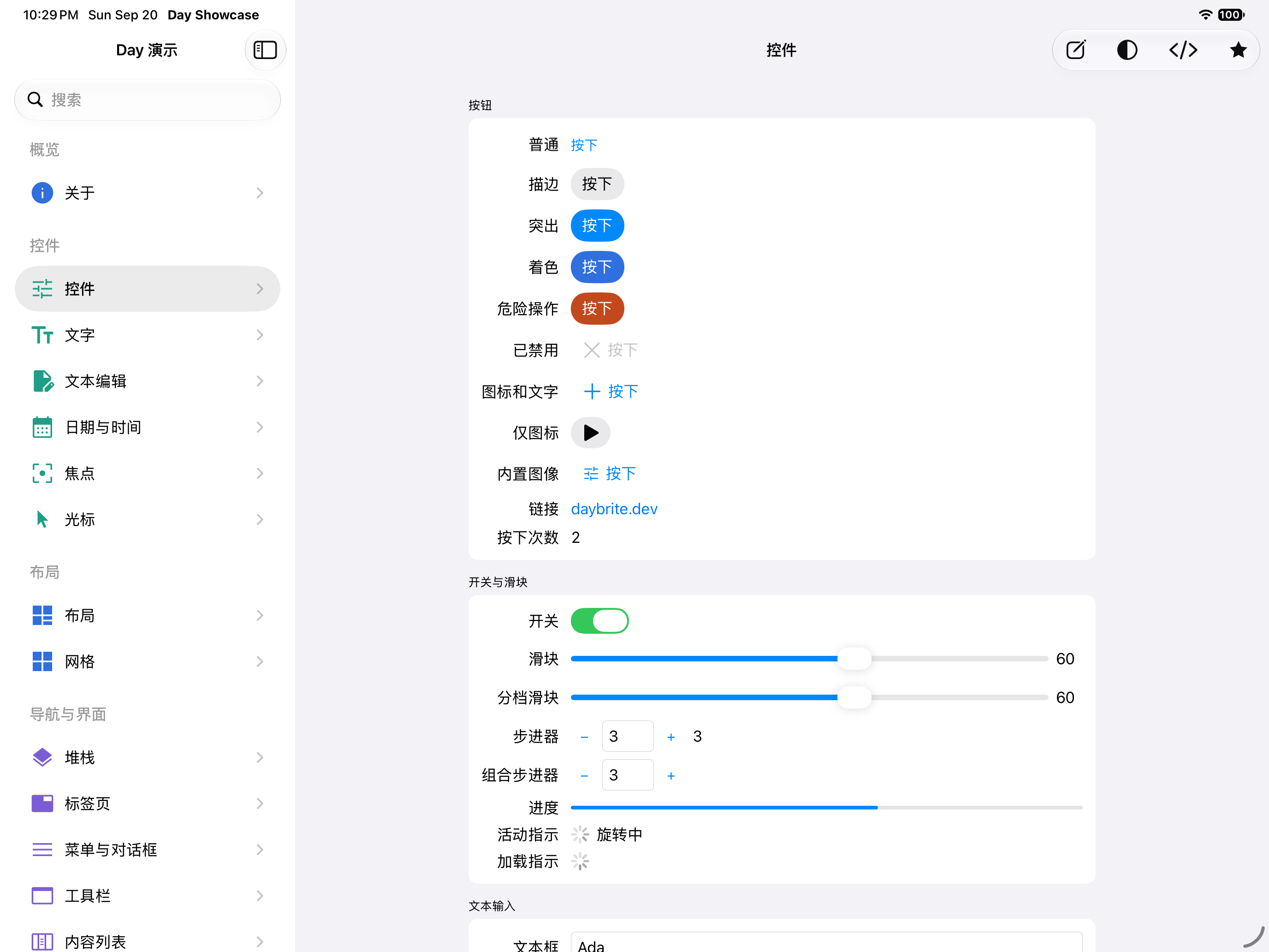 控件 — iOS (UIKit) · iPad