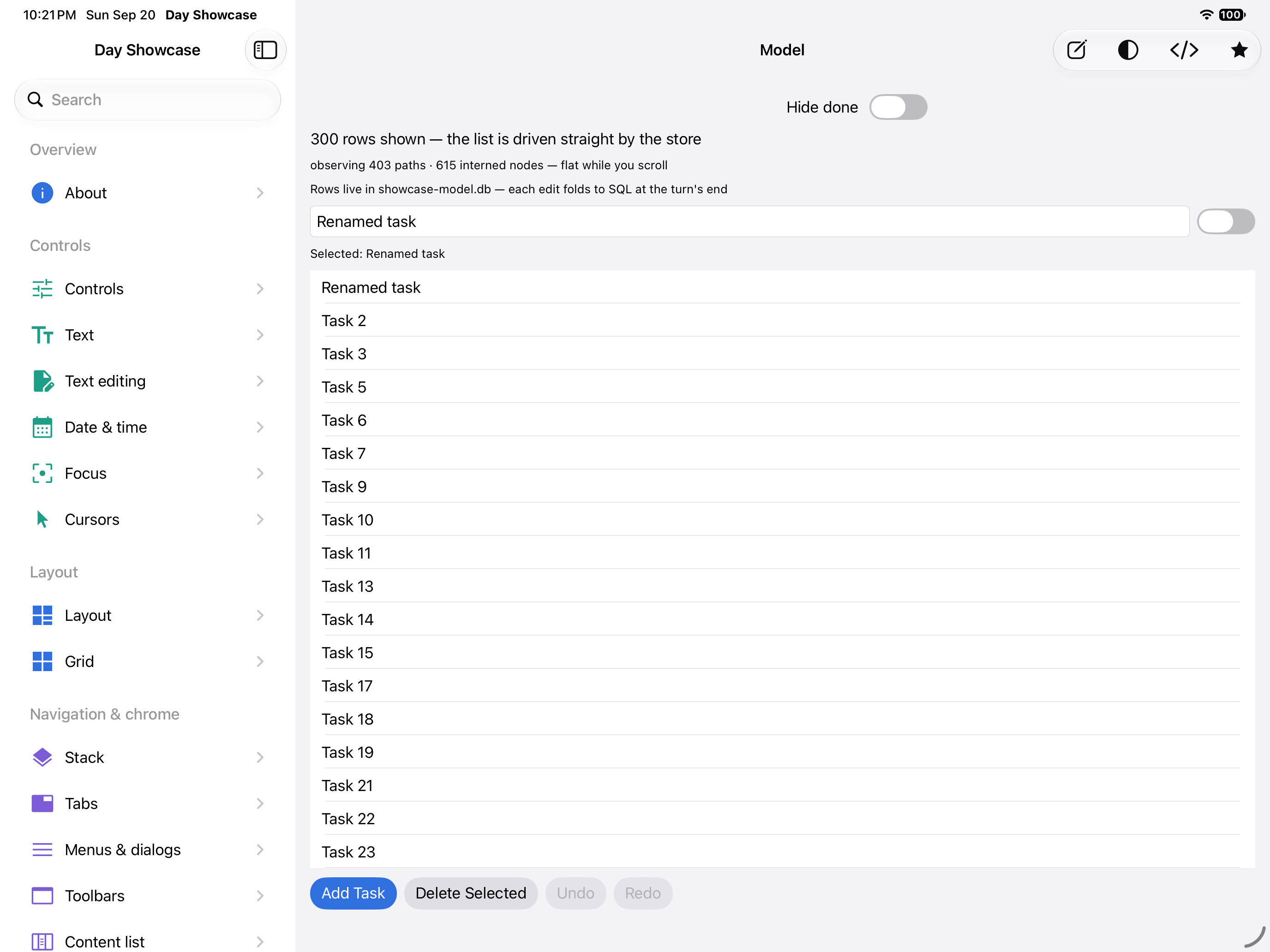 Model — iOS (UIKit) · iPad