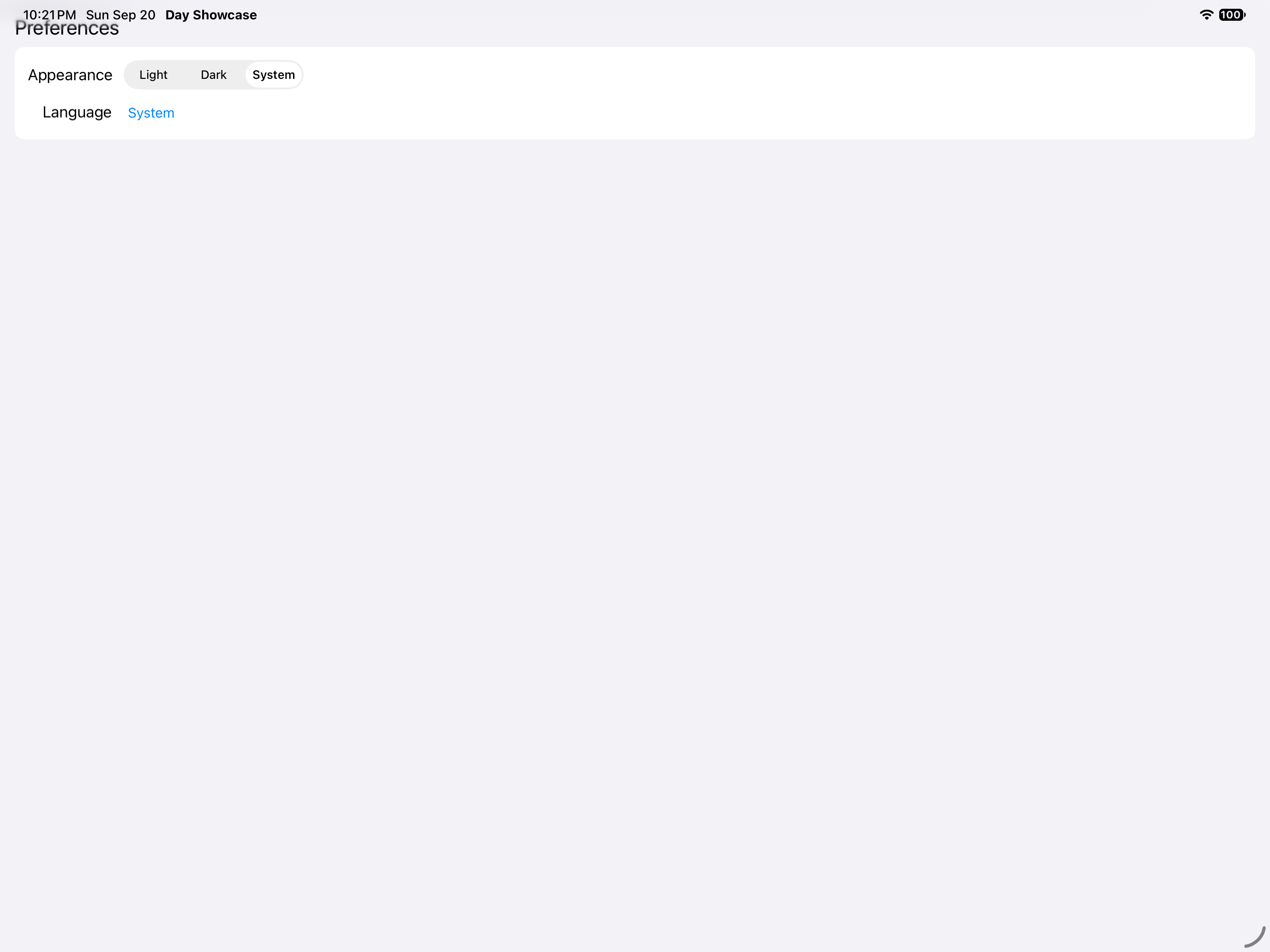 Menus & dialogs · preferences window — iOS (UIKit) · iPad