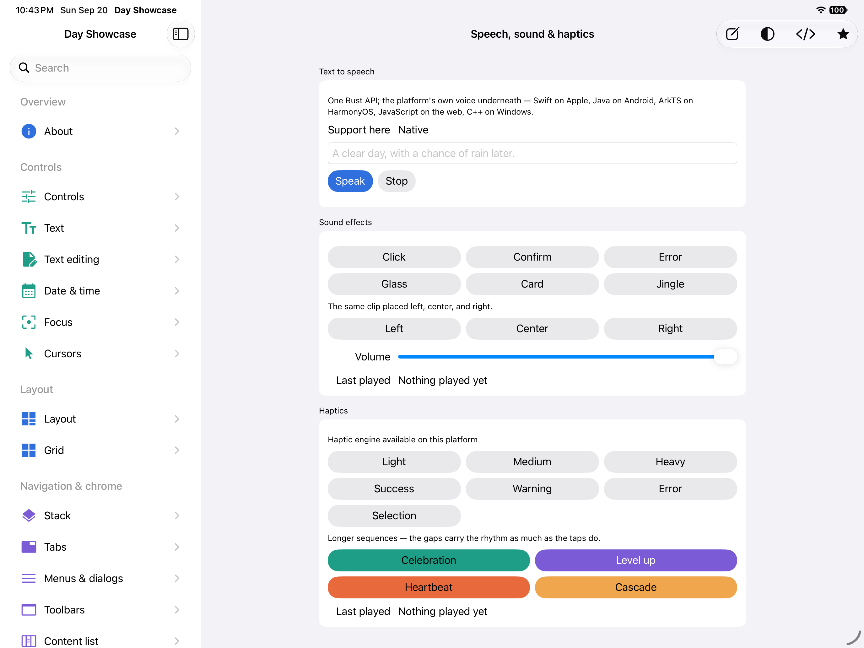 Speech — iOS (UIKit) · iPad