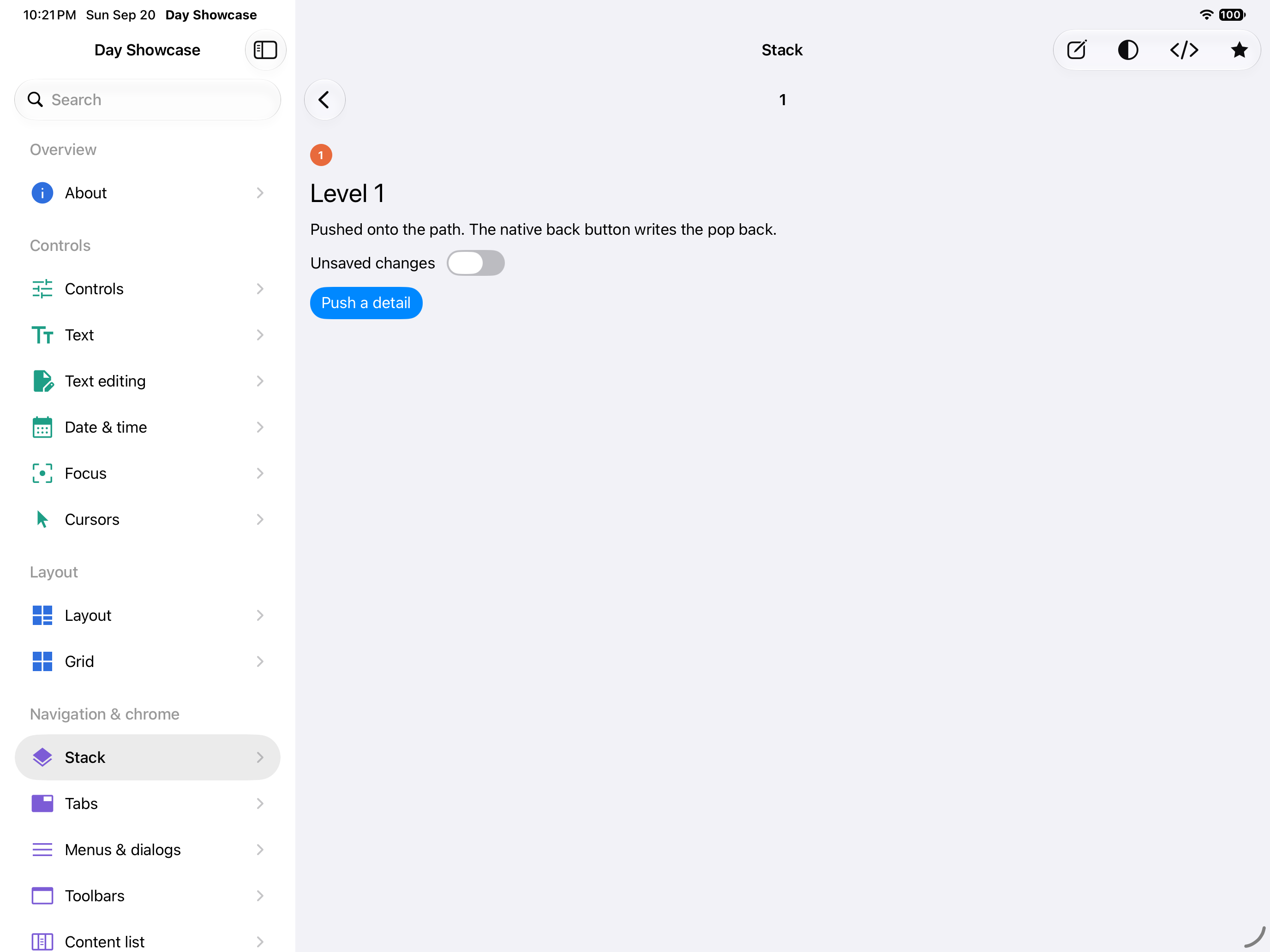 Stack — iOS (UIKit) · iPad