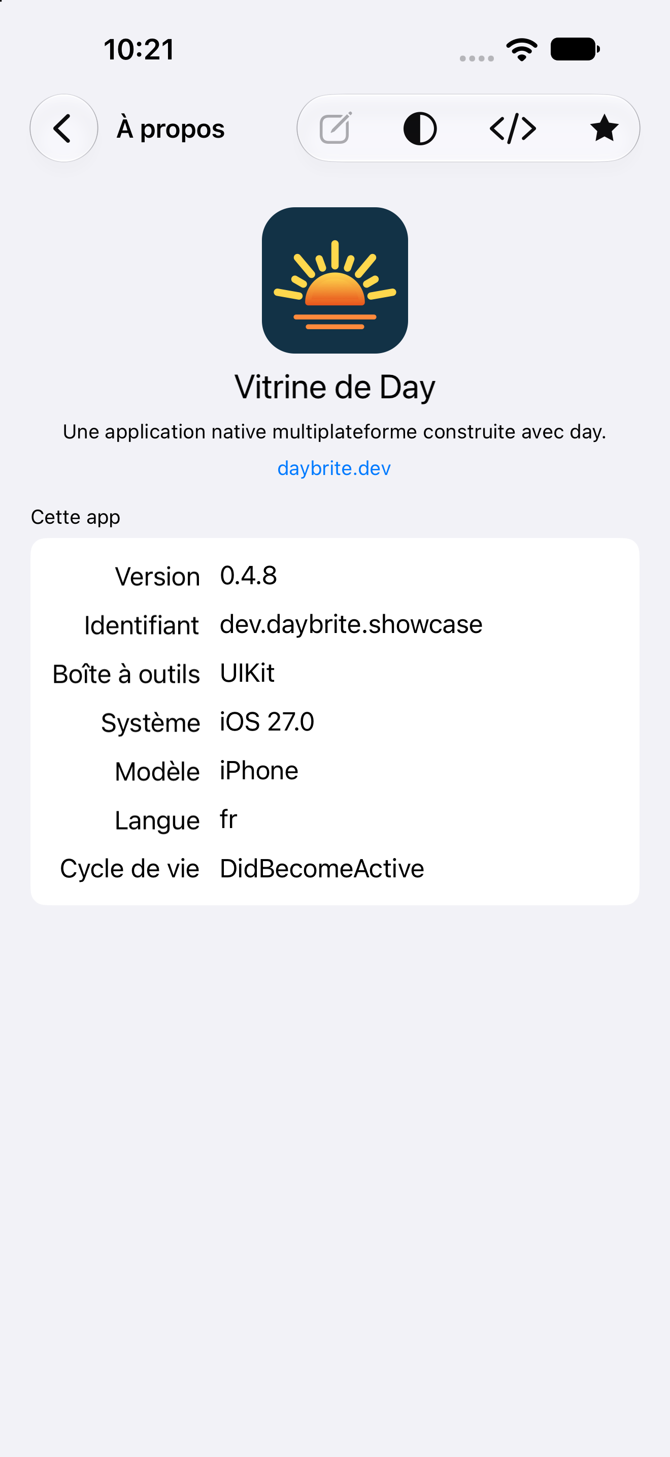 À propos — iOS (UIKit) · iPhone