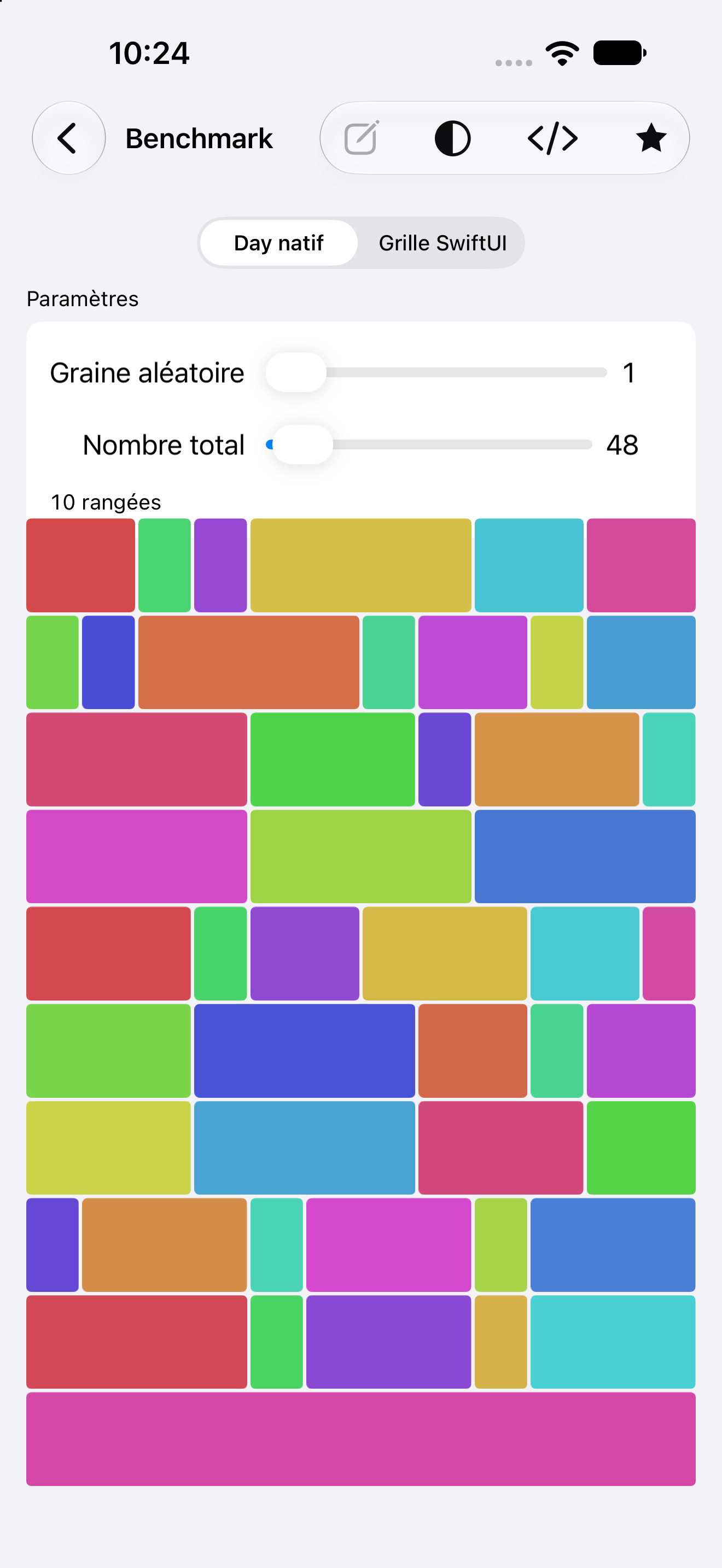 Benchmark — iOS (UIKit) · iPhone