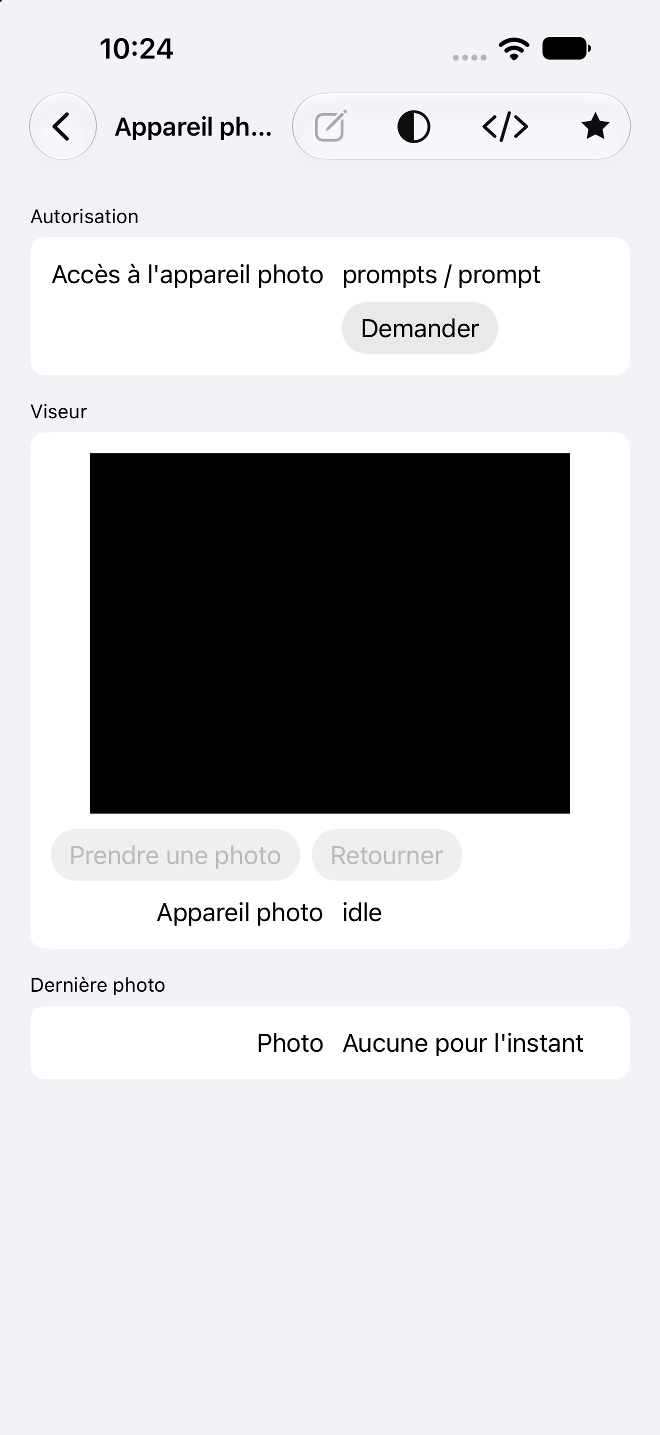 Appareil photo — iOS (UIKit) · iPhone