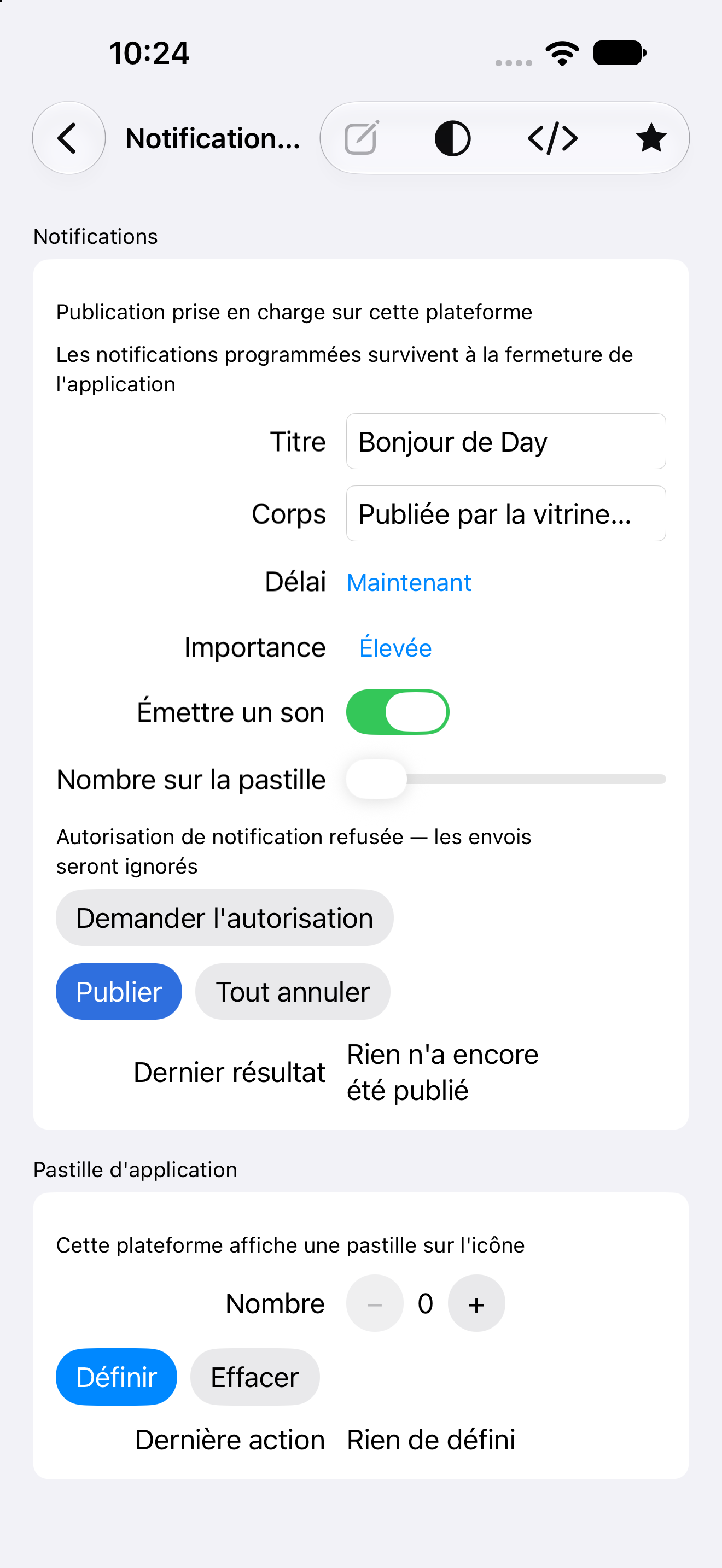 Notifications et badge — iOS (UIKit) · iPhone