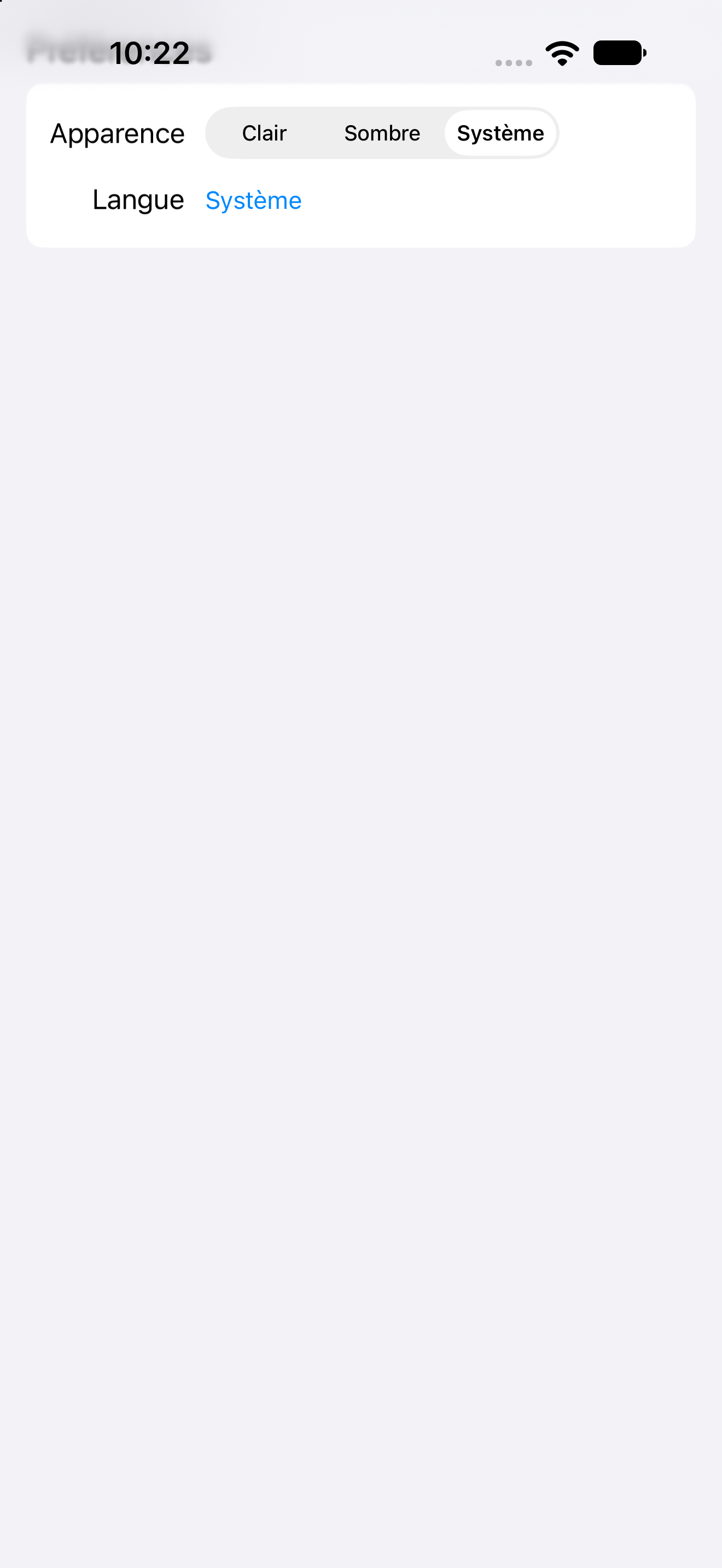 Menus et dialogues · fenêtre des préférences — iOS (UIKit) · iPhone
