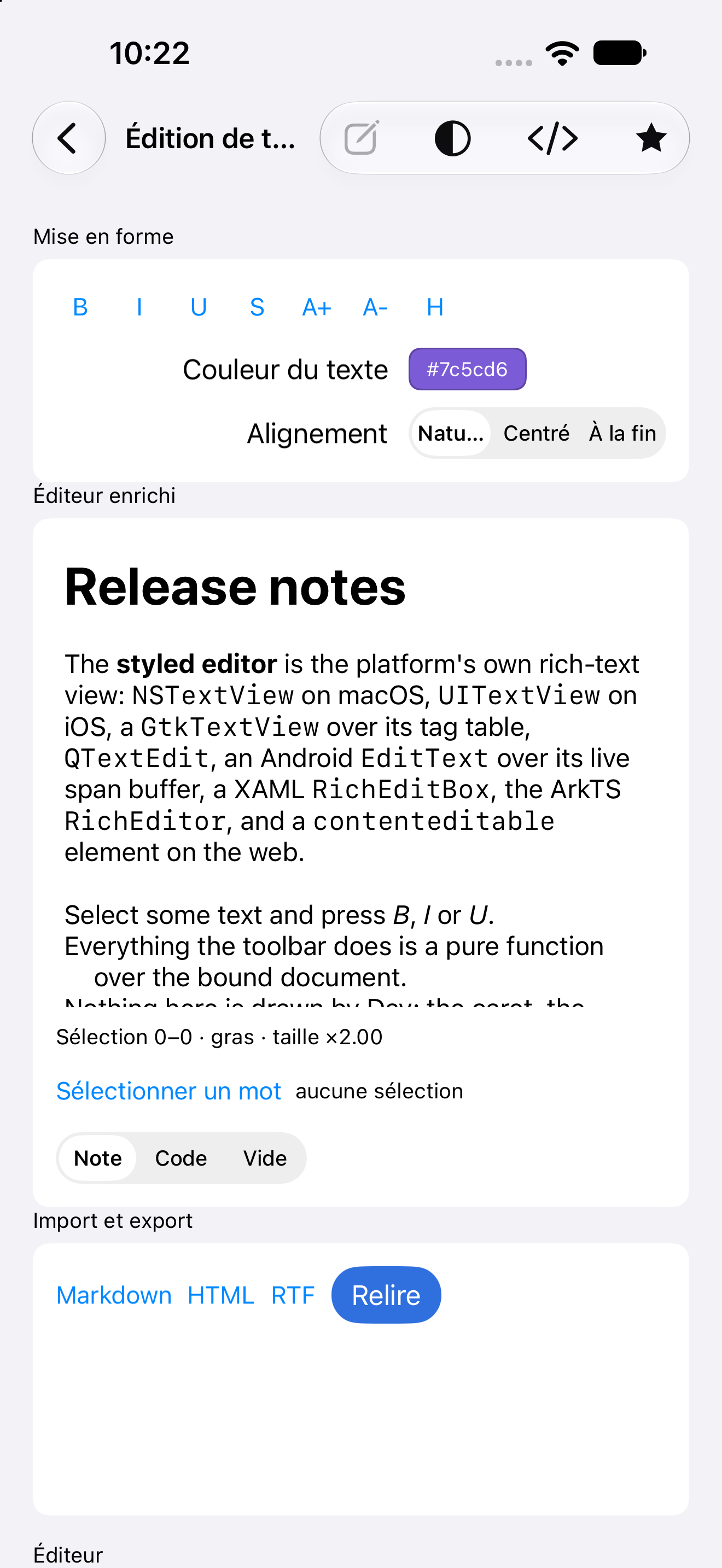Édition de texte — iOS (UIKit) · iPhone