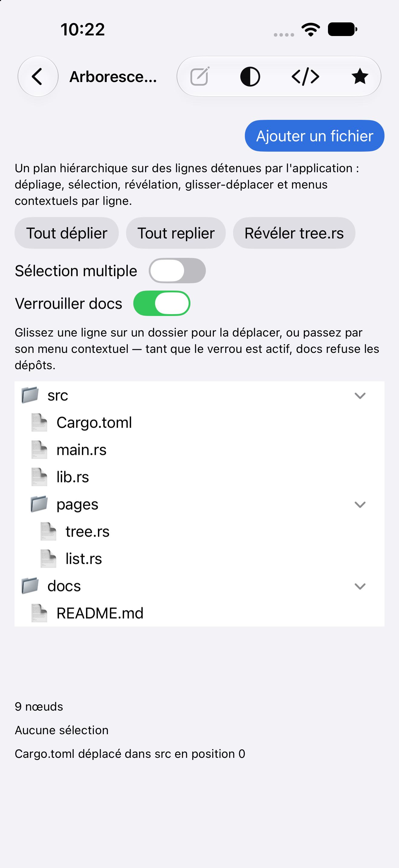 Arborescence — iOS (UIKit) · iPhone
