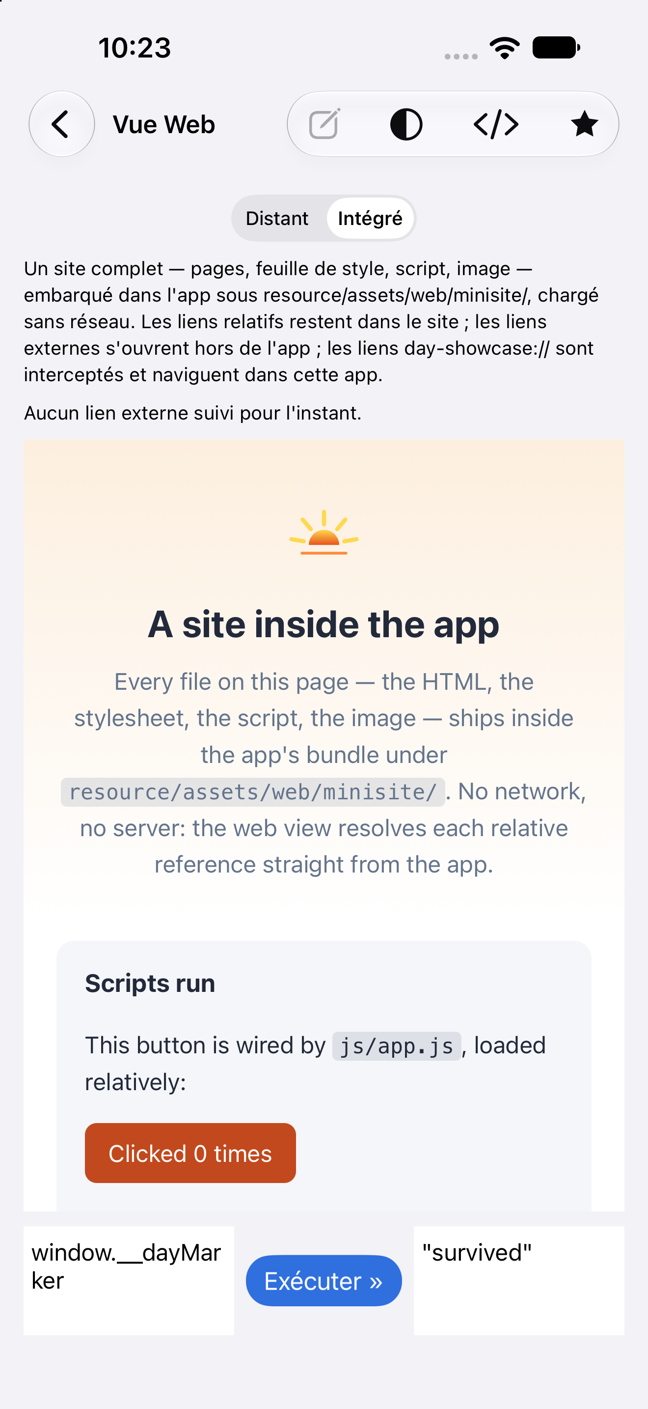 Vue Web · site embarqué — iOS (UIKit) · iPhone