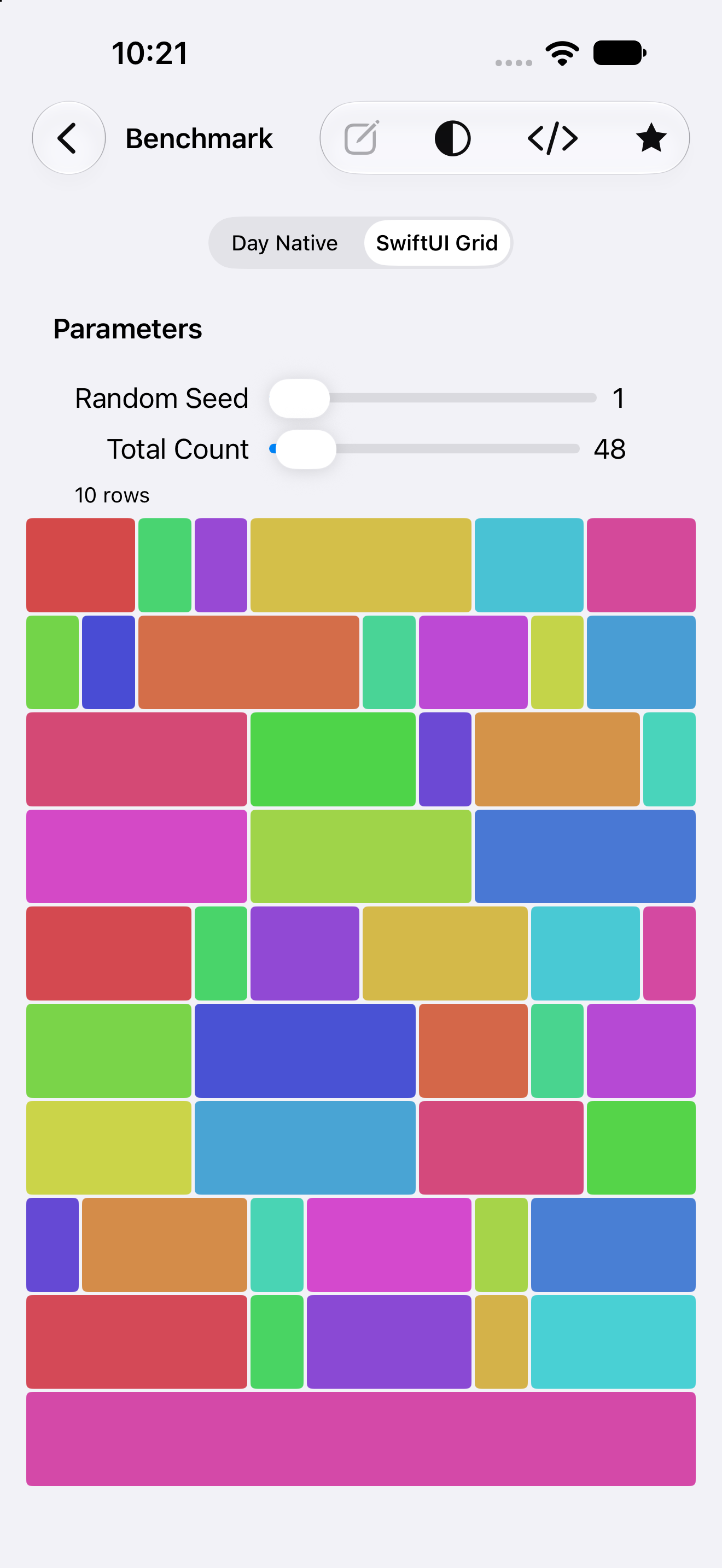 Benchmark · SwiftUI — iOS (UIKit) · iPhone