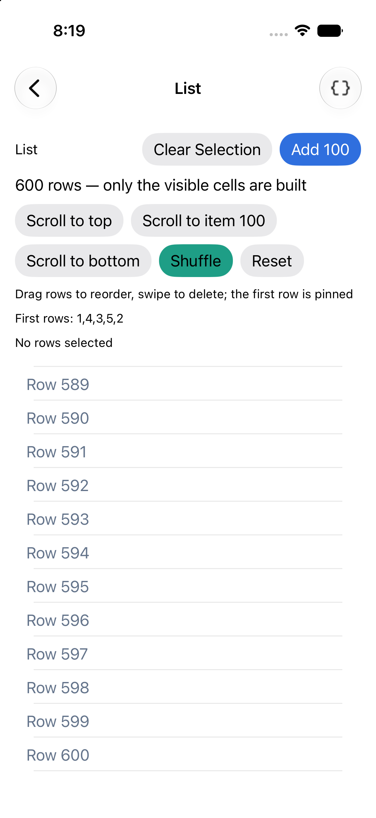 List · scrolled to the end, iOS UIKit