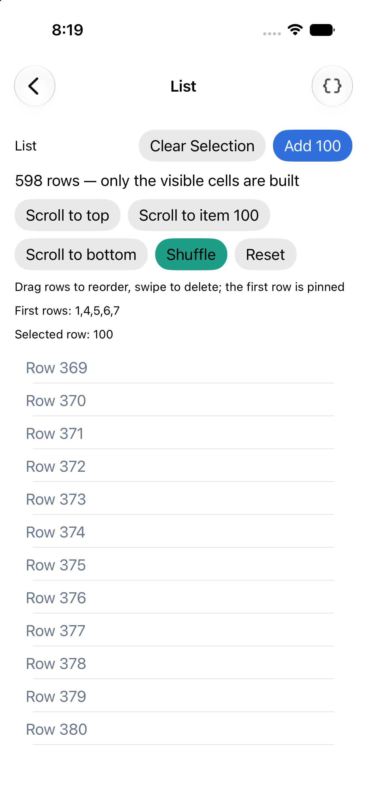List · after a delete, iOS UIKit