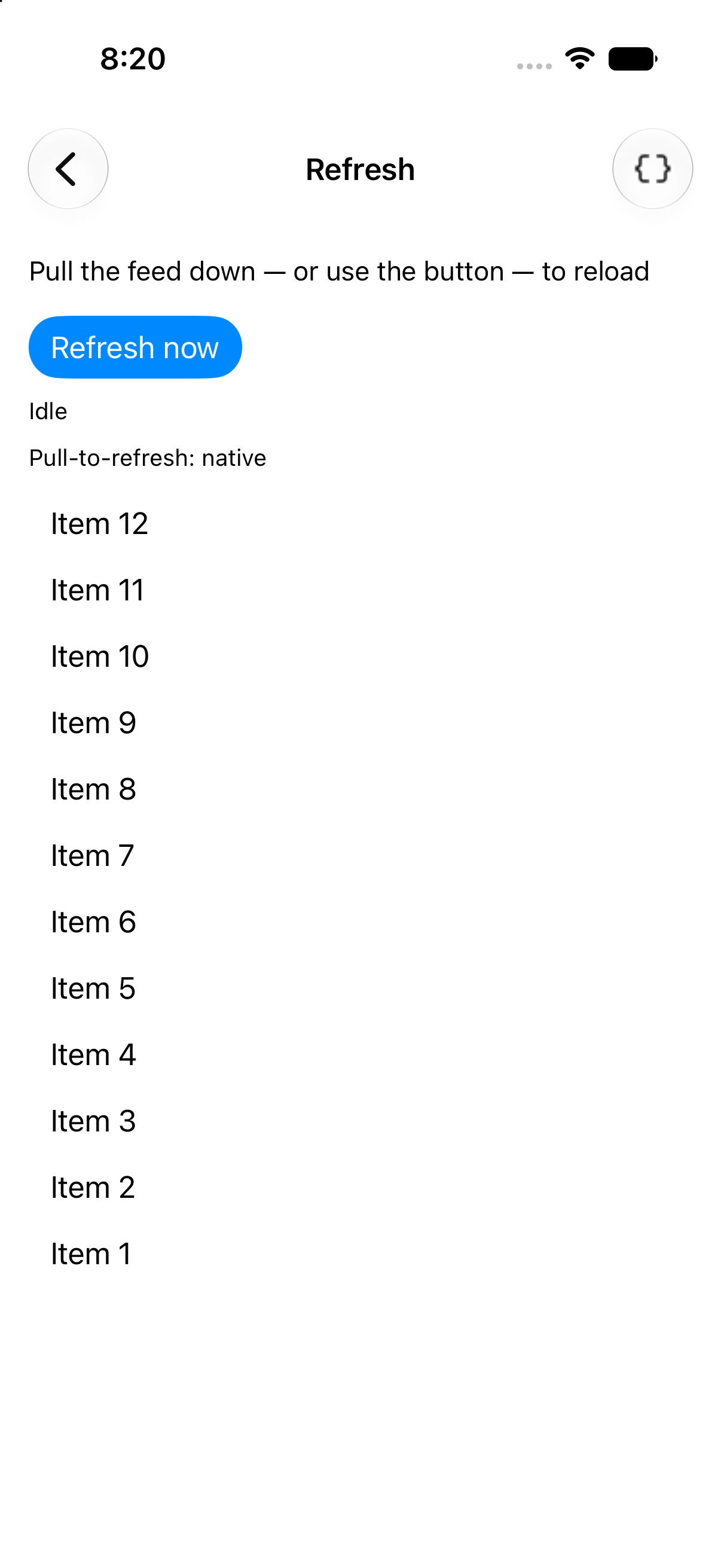 Refresh, iOS UIKit