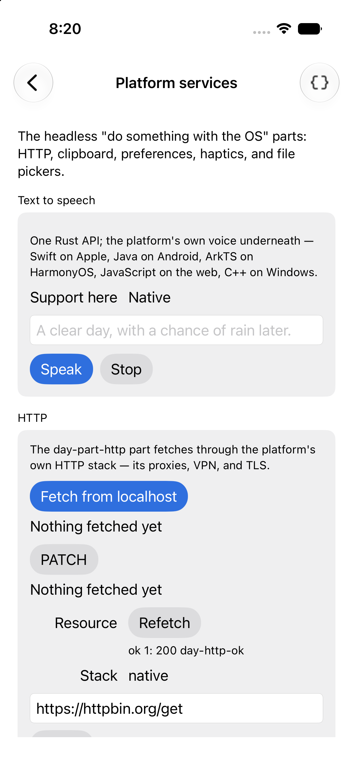 Platform services, iOS UIKit