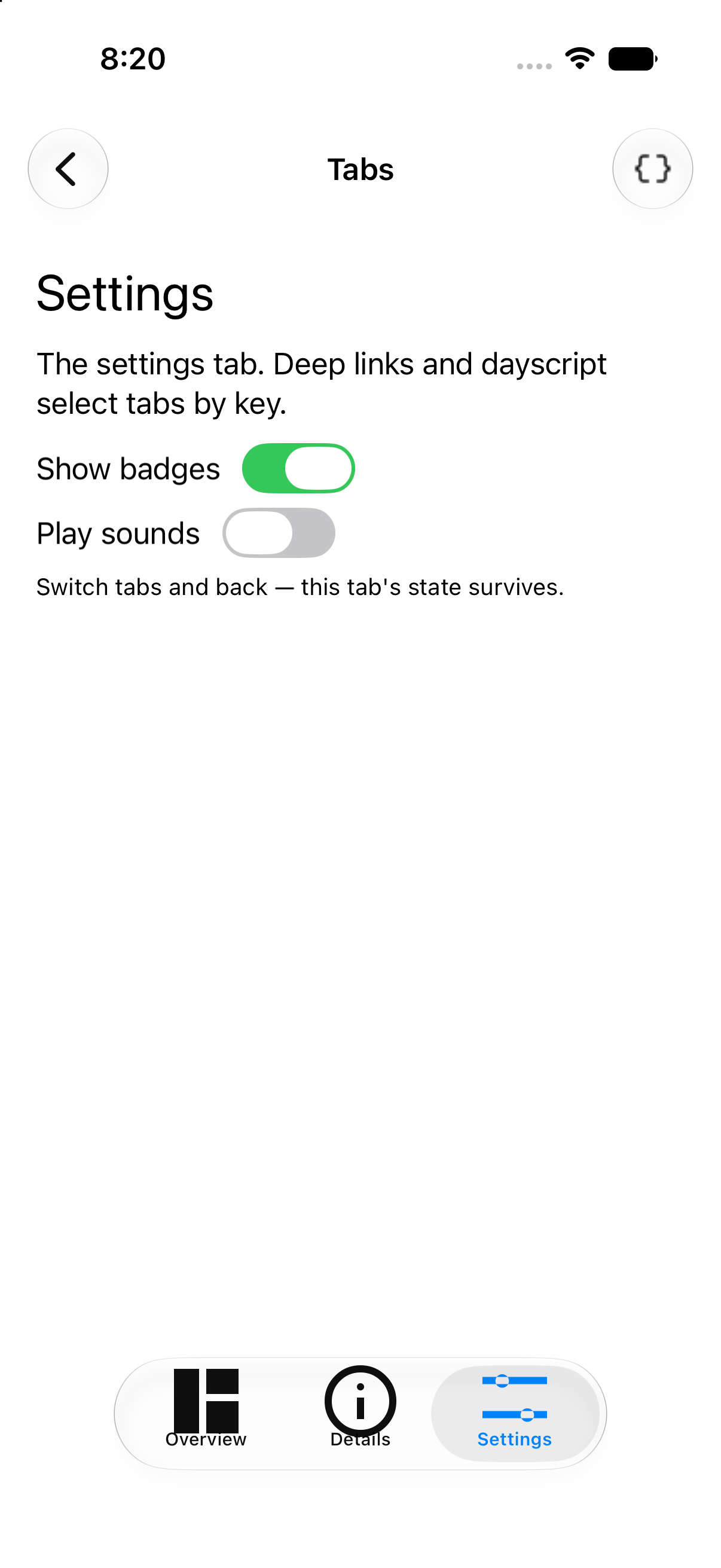 Tabs · third tab, iOS UIKit