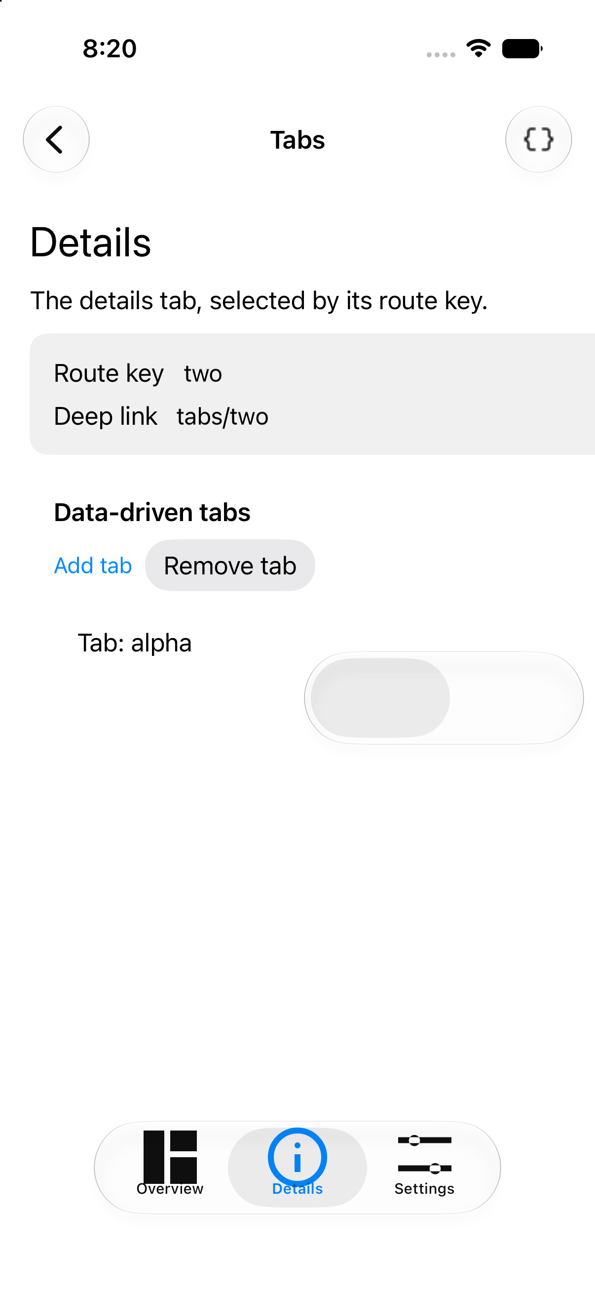 Tabs · second tab, iOS UIKit
