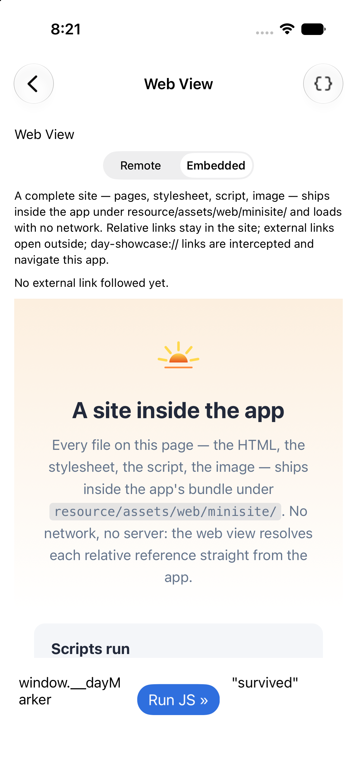 Web view · embedded, iOS UIKit