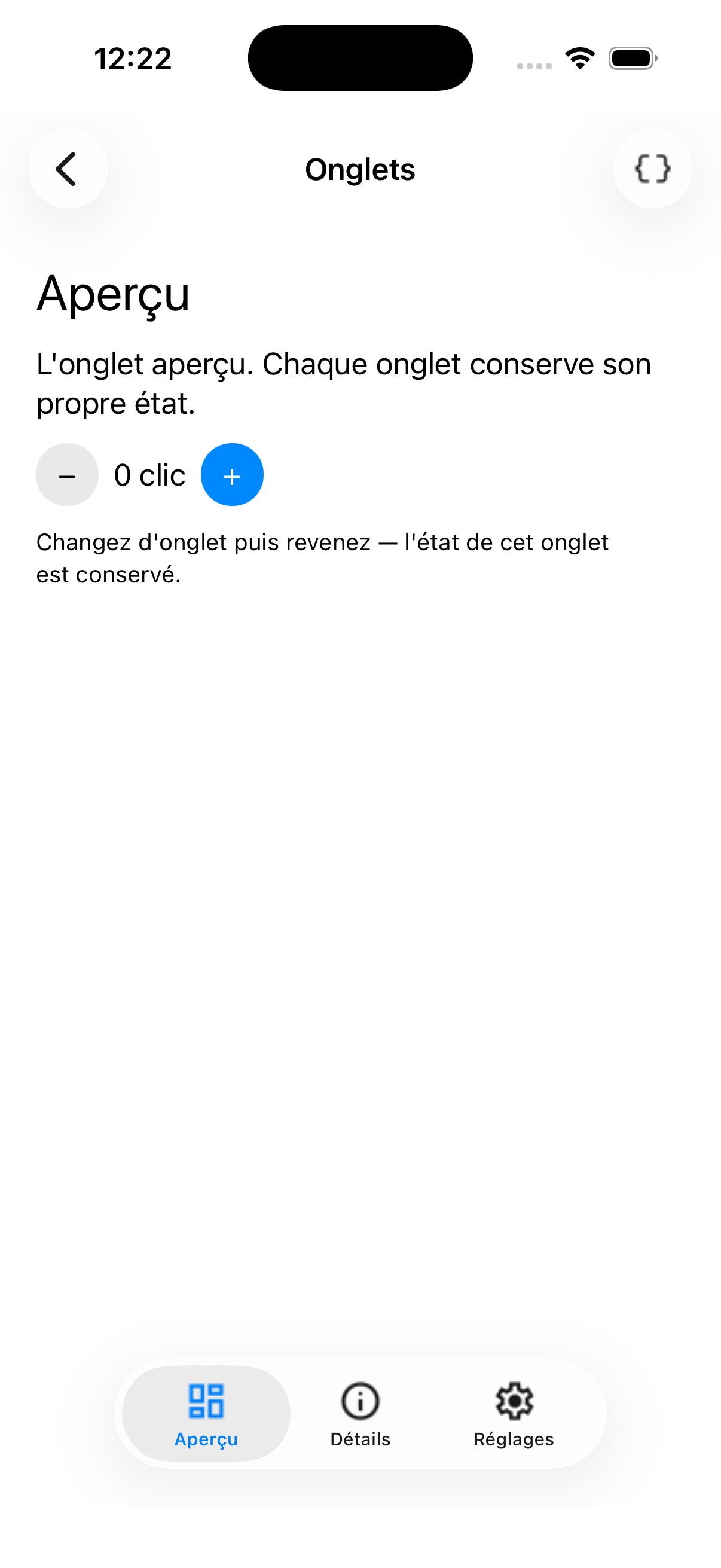 Tabs One — iOS (UIKit)