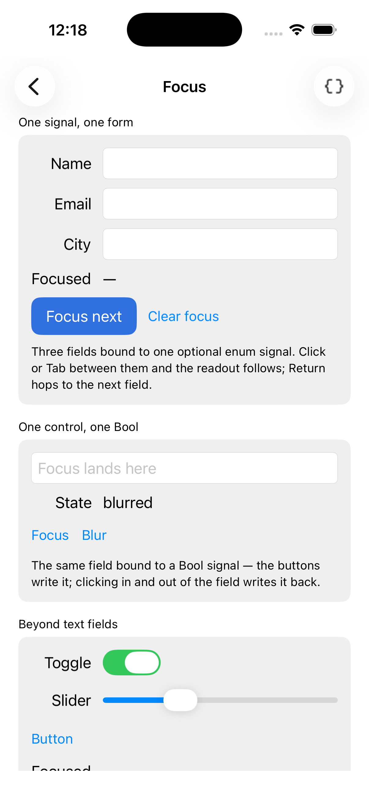 Focus — iOS (UIKit)