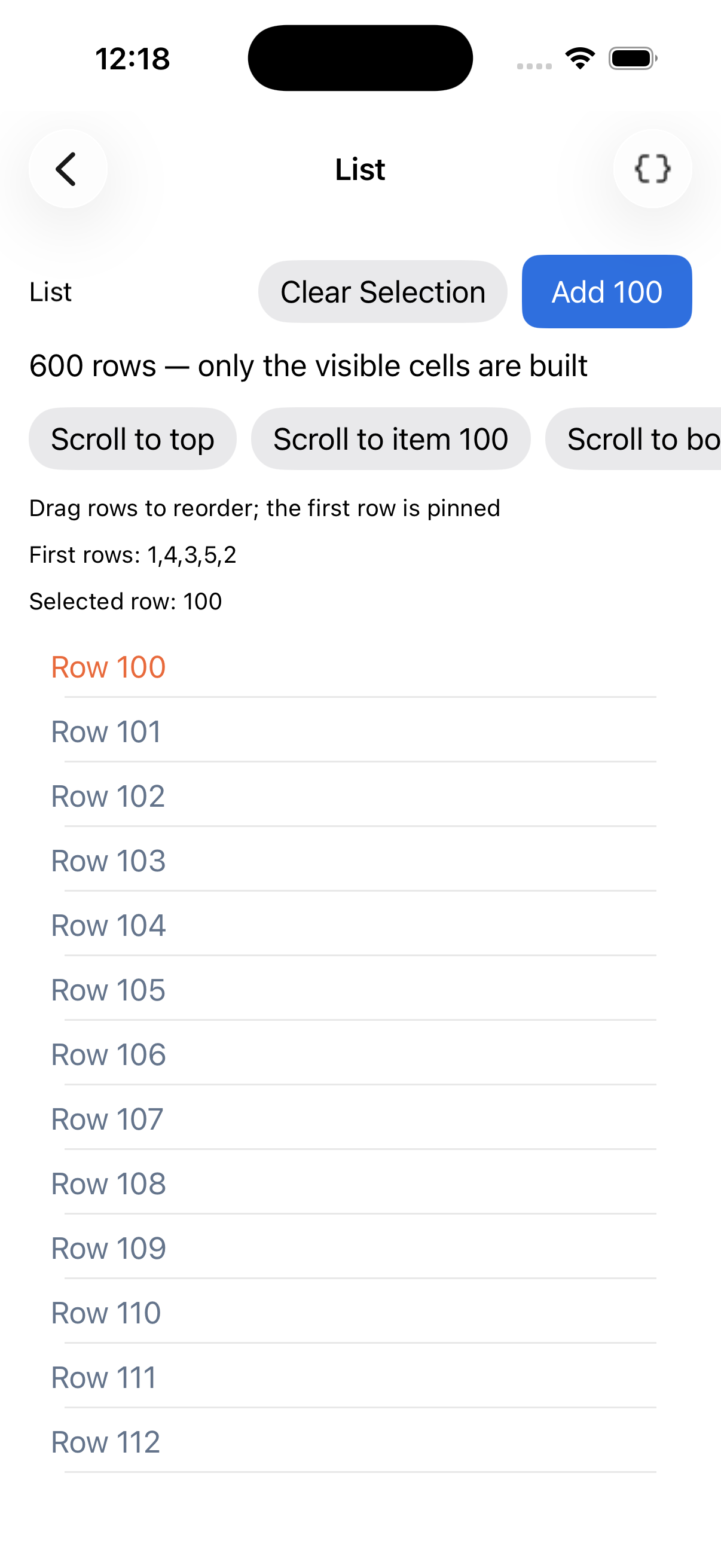 List Item 100 — iOS (UIKit)