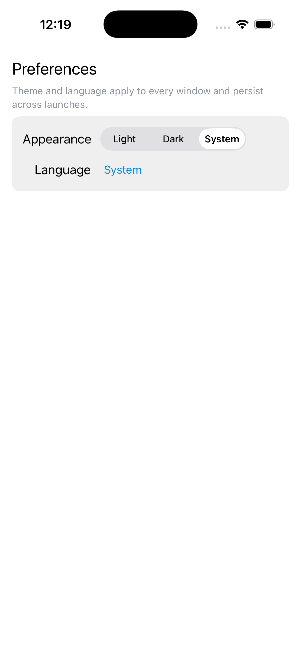 Preferences — iOS (UIKit)