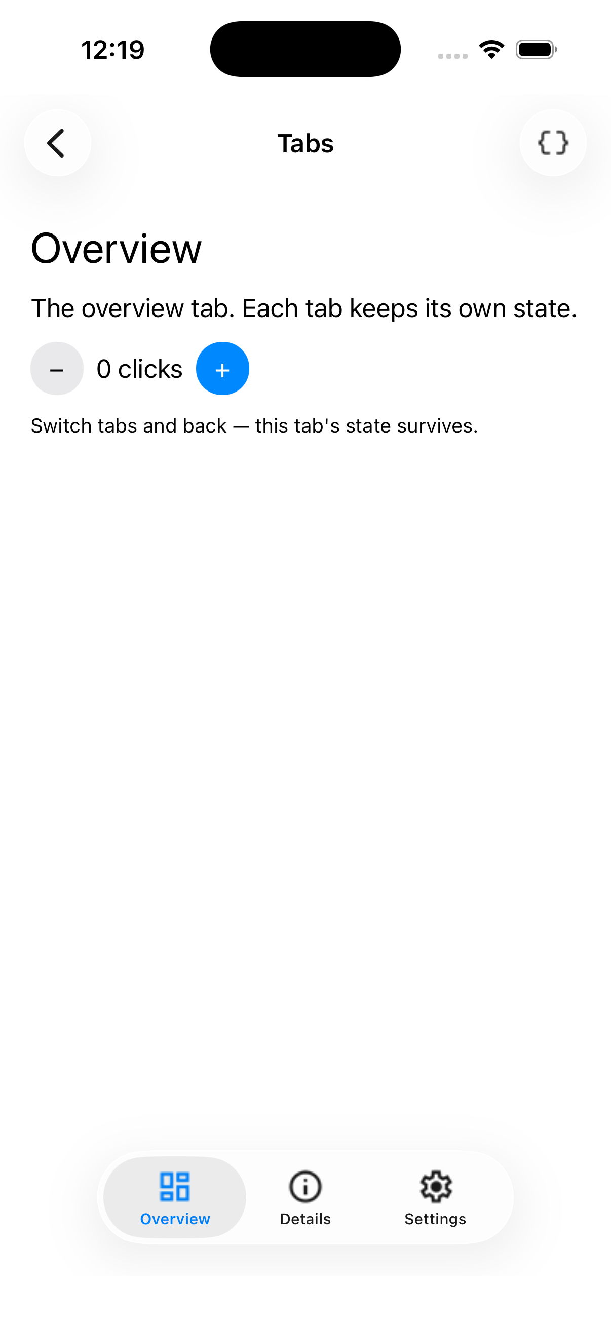 Tabs One — iOS (UIKit)