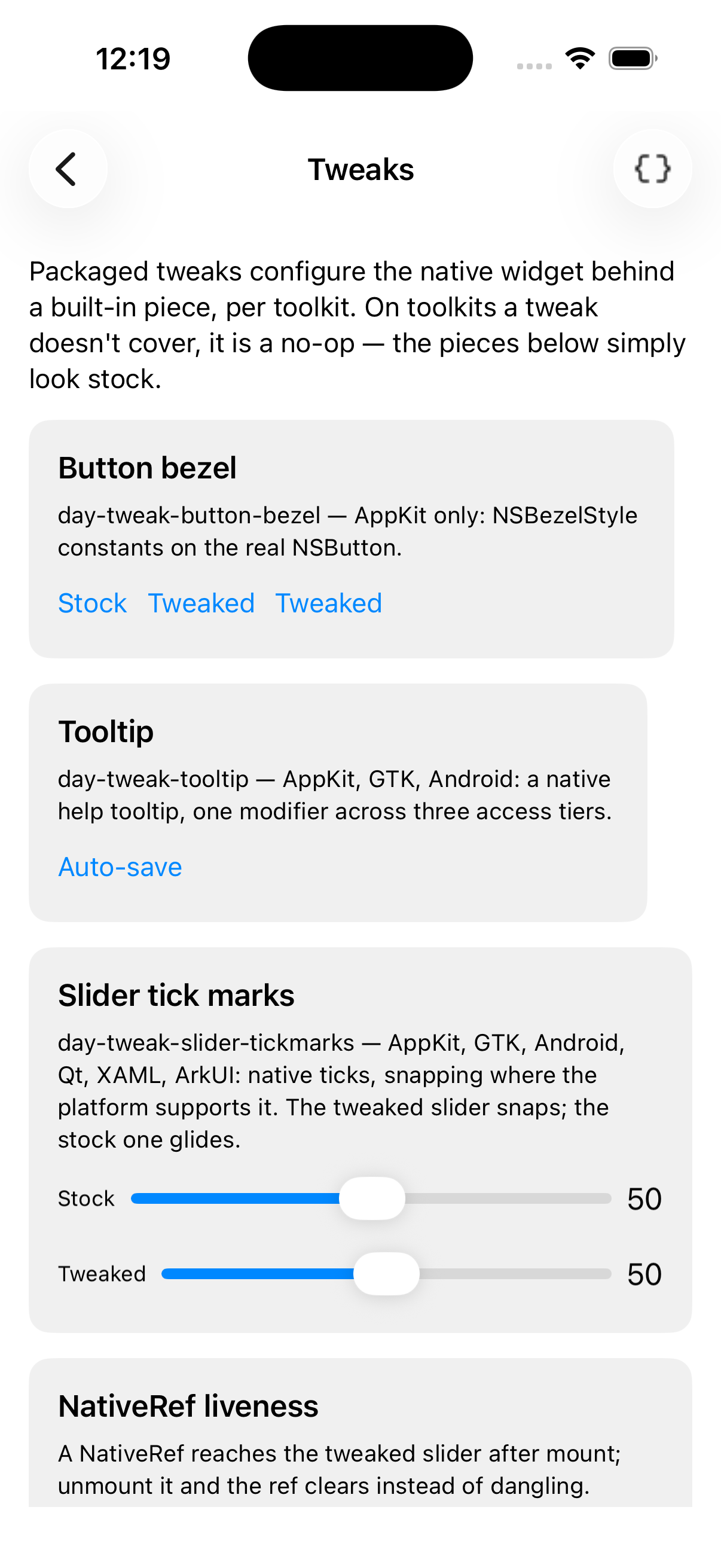 Tweaks — iOS (UIKit)