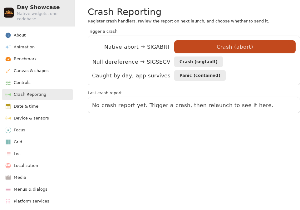Crash — Linux (GTK 4 / GNOME)