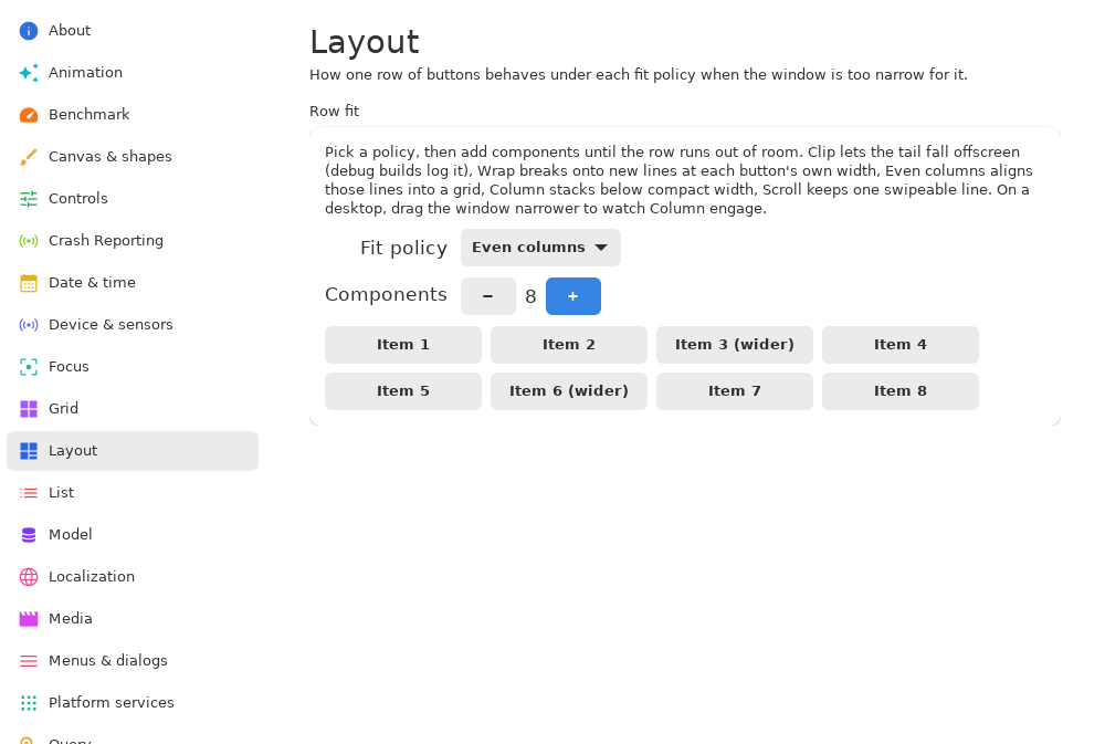 Layout · even columns, Linux GTK 4