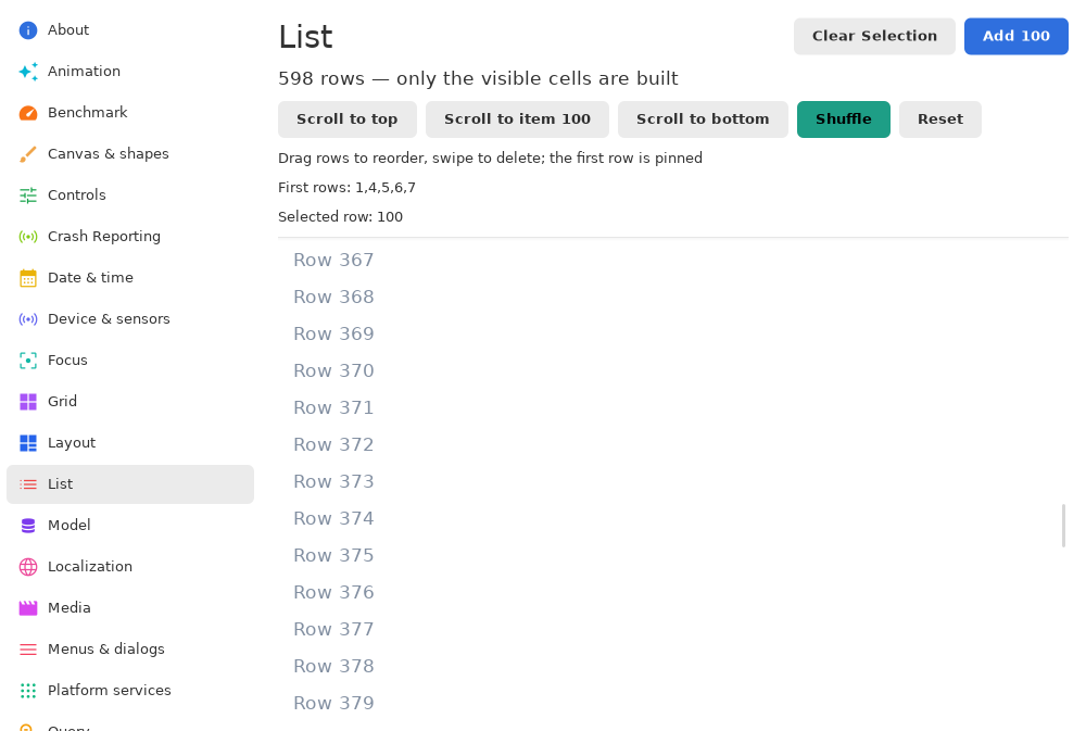 List · after a delete, Linux GTK 4