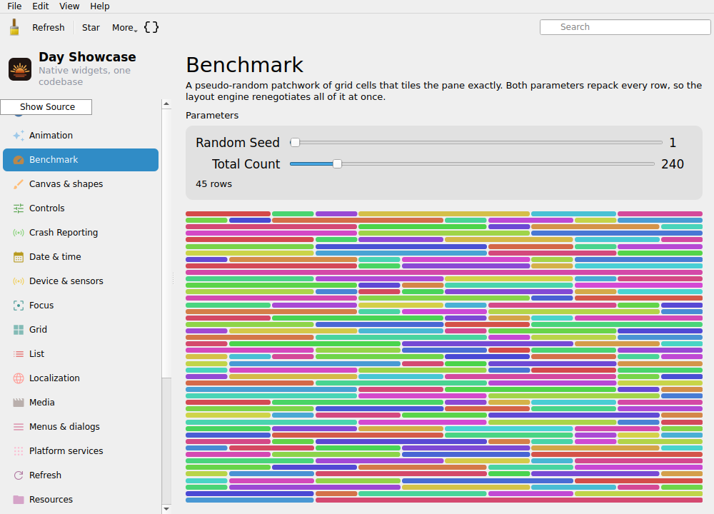 Benchmark Dense — Linux (Qt 6 / KDE)