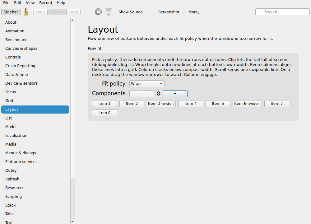 Layout, Linux Qt 6