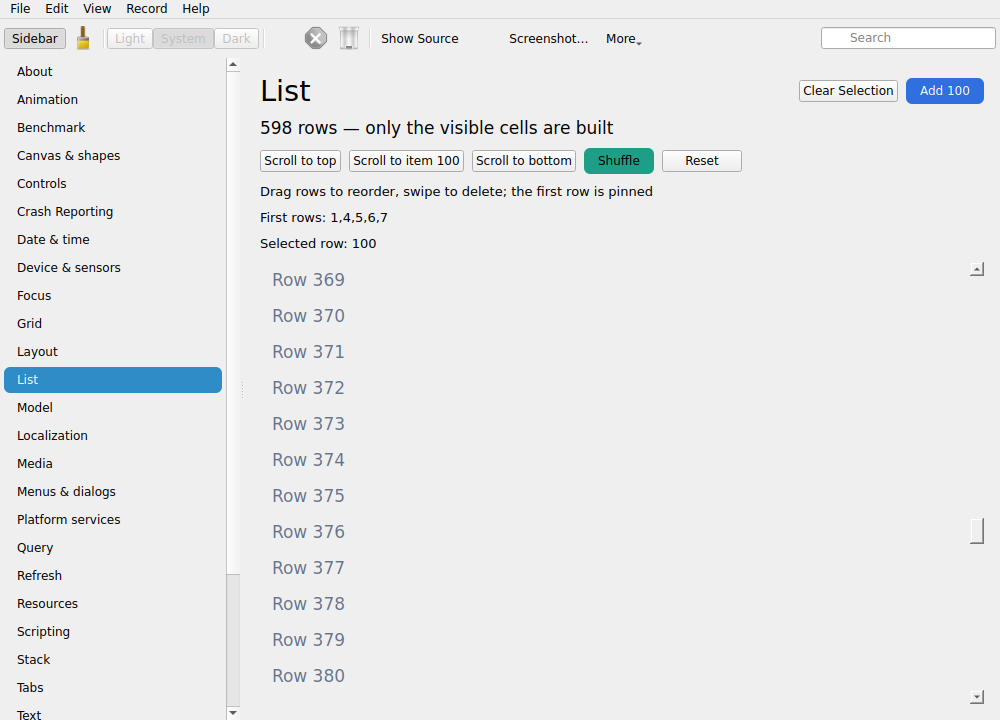 List · after a delete, Linux Qt 6