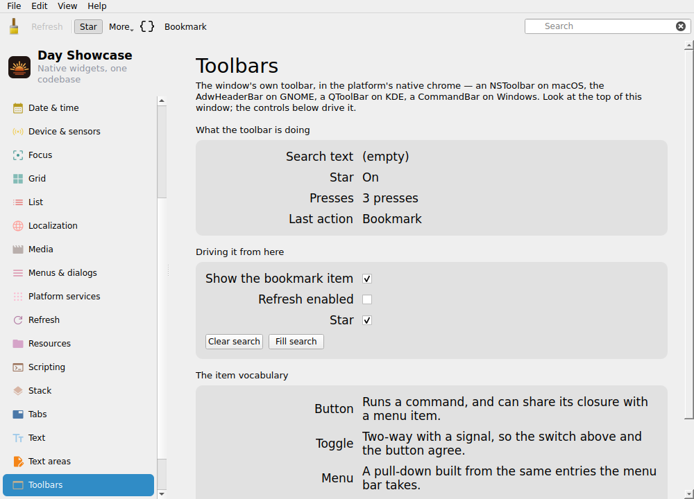 Toolbars — Linux (Qt 6 / KDE)