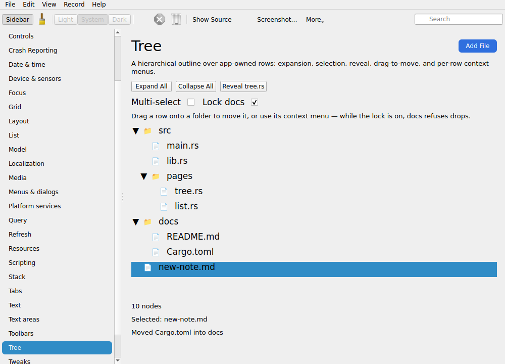 Tree · after the moves, Linux Qt 6