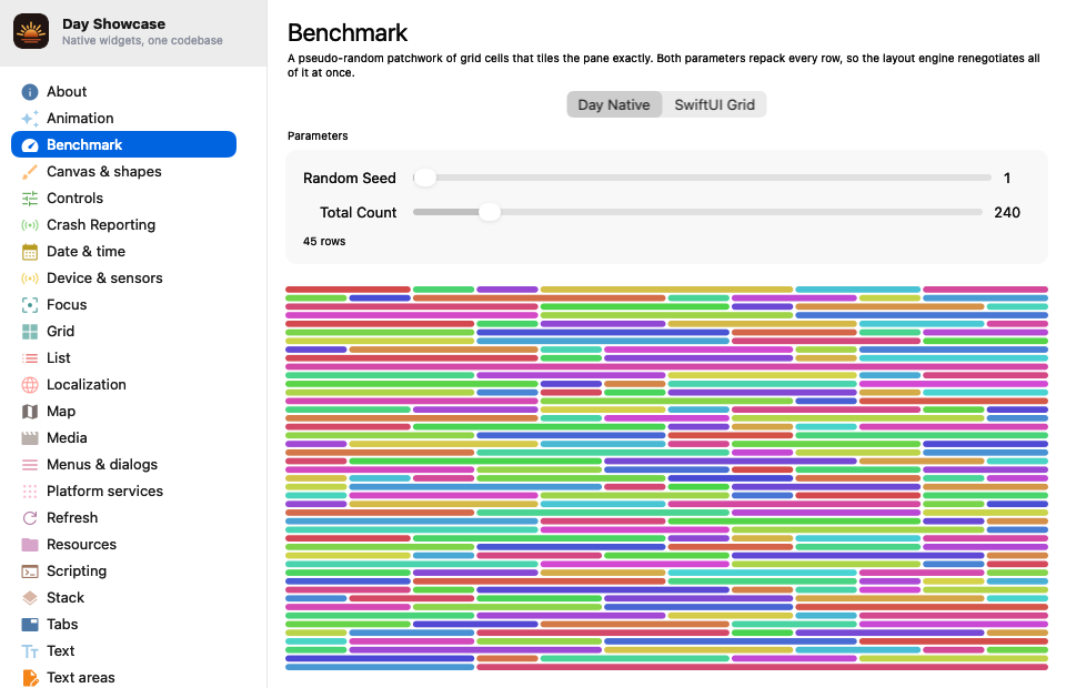 Benchmark Dense — macOS (AppKit)