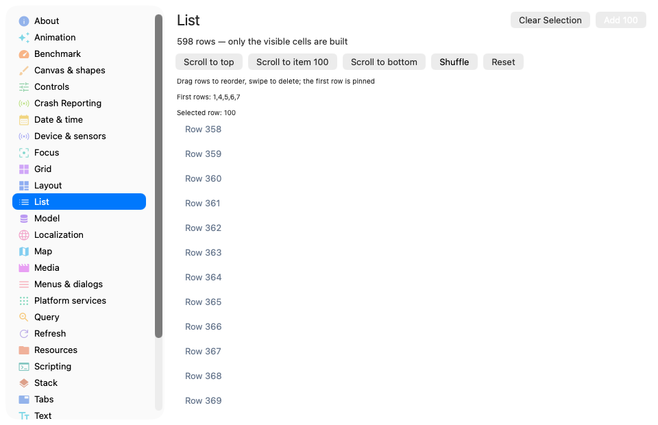 List · after a delete, macOS AppKit