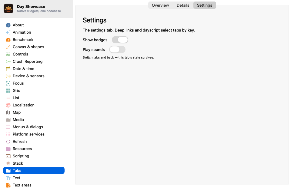 Tabs Three — macOS (AppKit)
