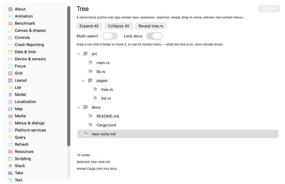 Tree · after the moves, macOS AppKit