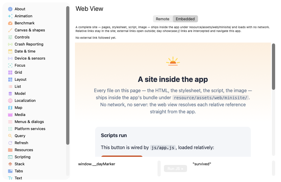 Web view · embedded, macOS AppKit