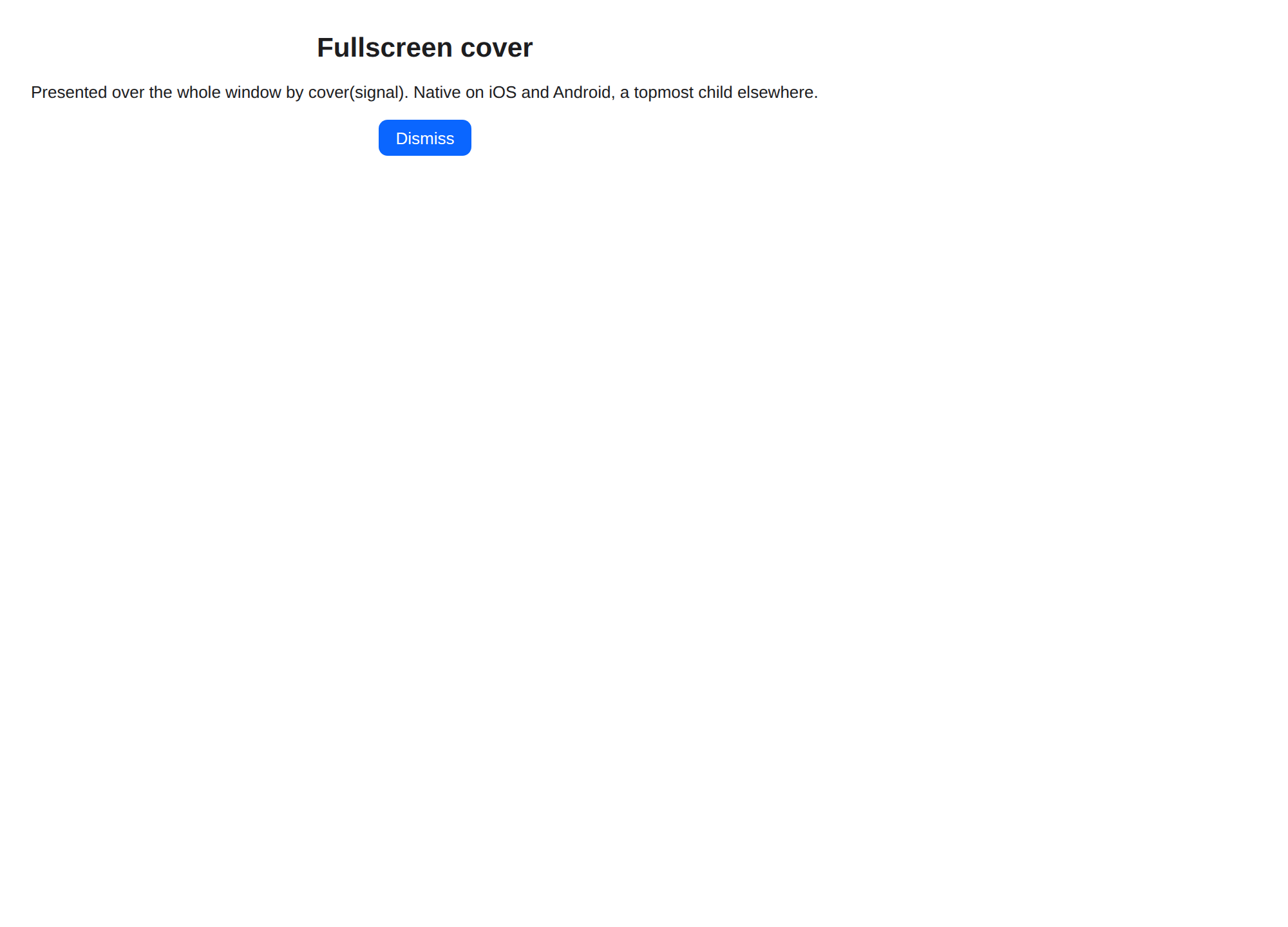 Stack · fullscreen cover, Web Web DOM