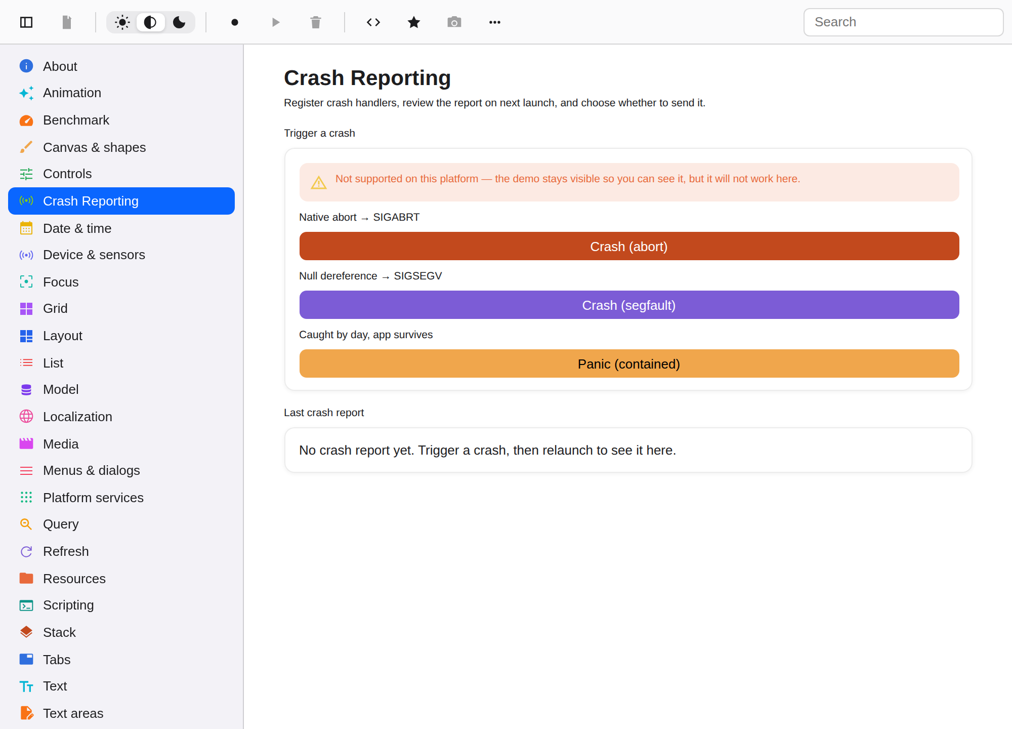 Crash reporting, Web Web DOM
