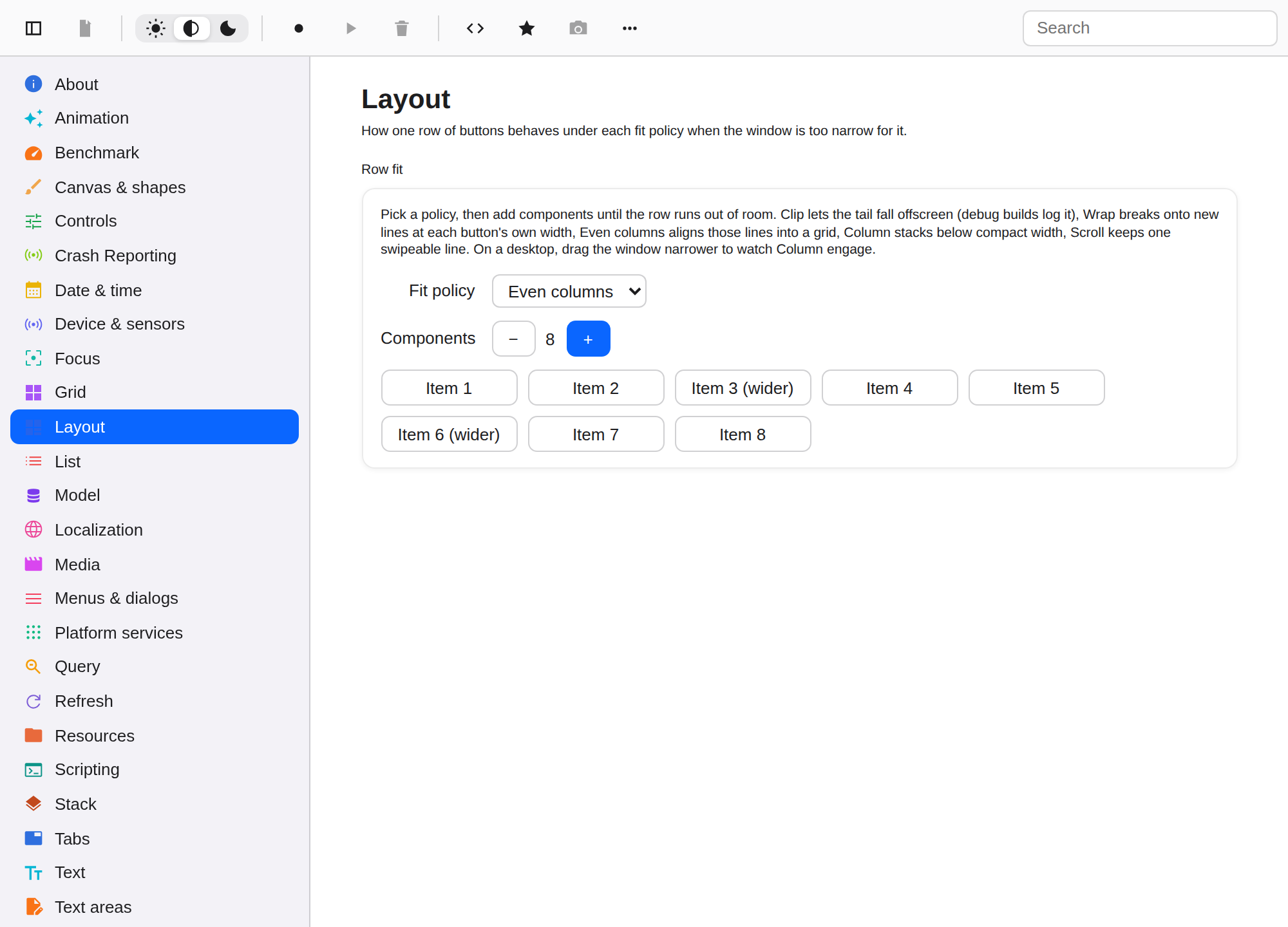 Layout · even columns, Web Web DOM