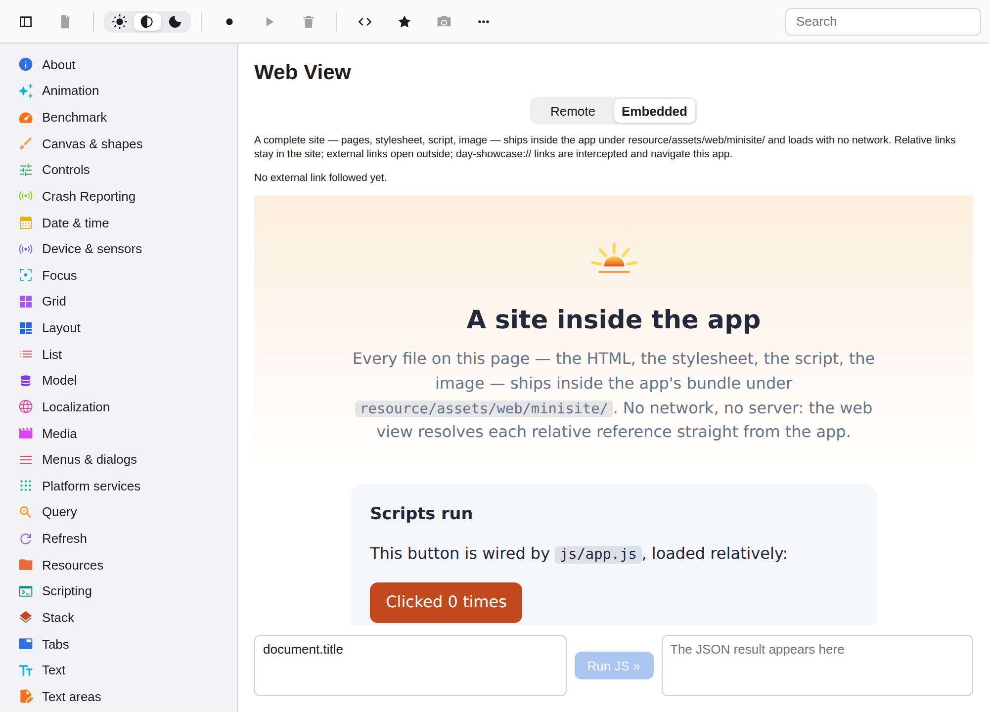 Web view · embedded, Web Web DOM