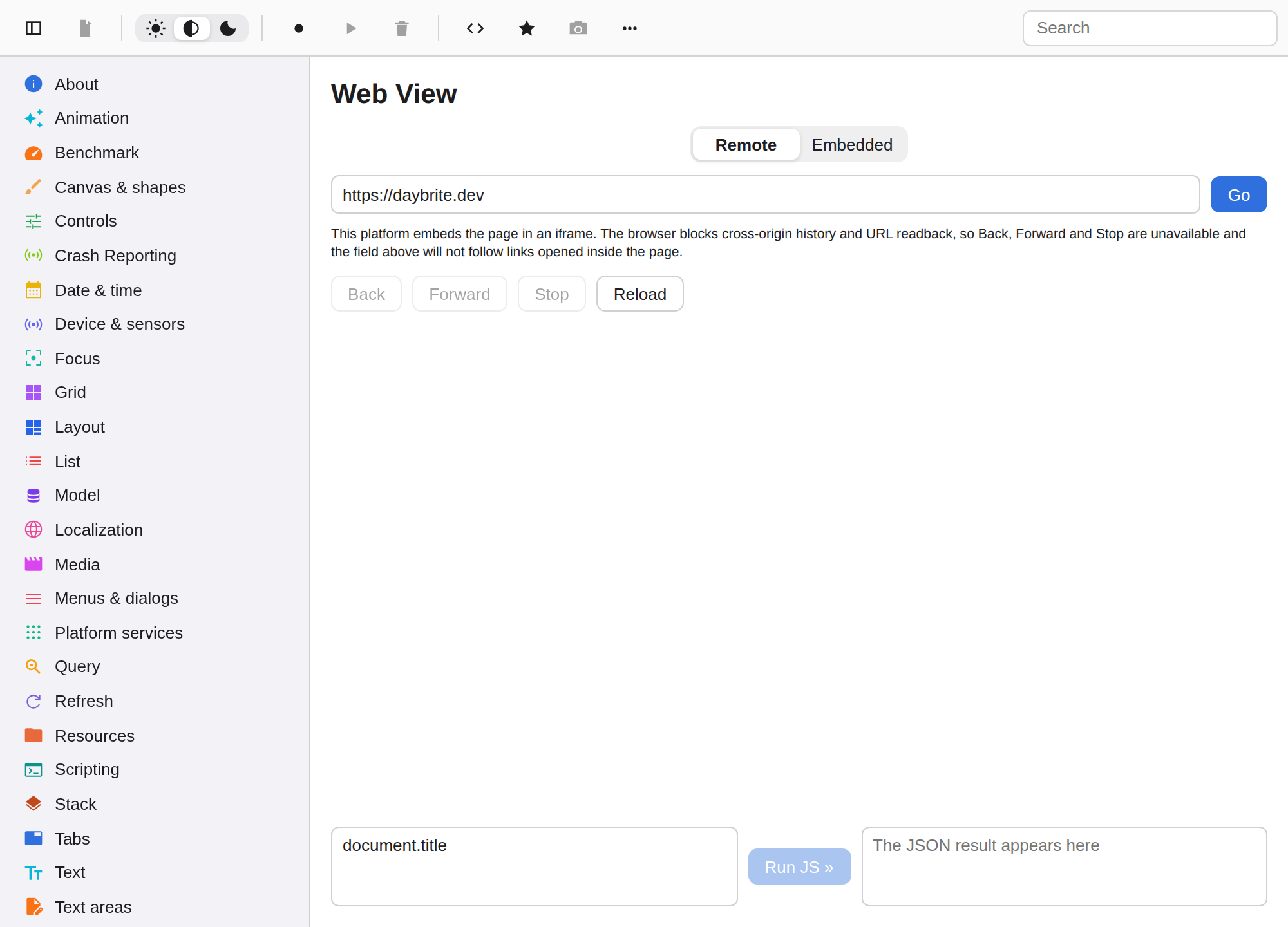 Web view, Web Web DOM