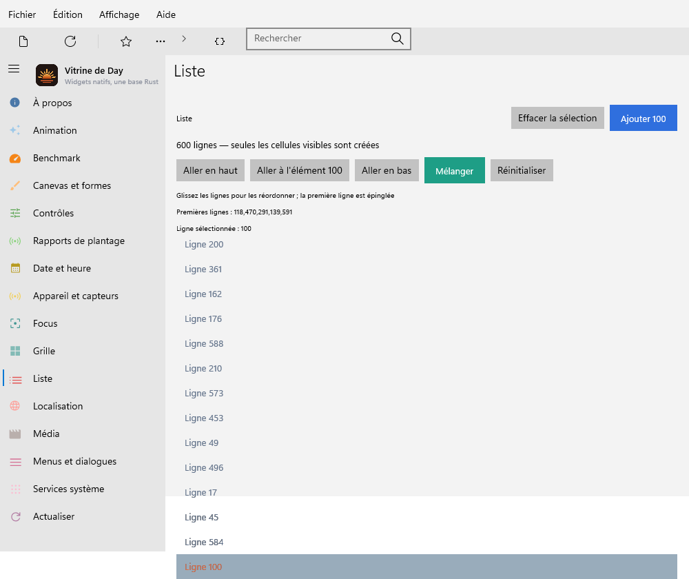 List Item 100 Shuffled — Windows (XAML)