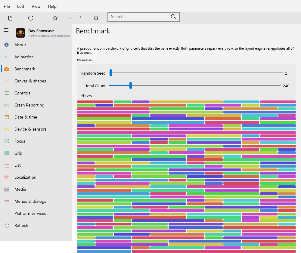 Benchmark Dense — Windows (XAML)