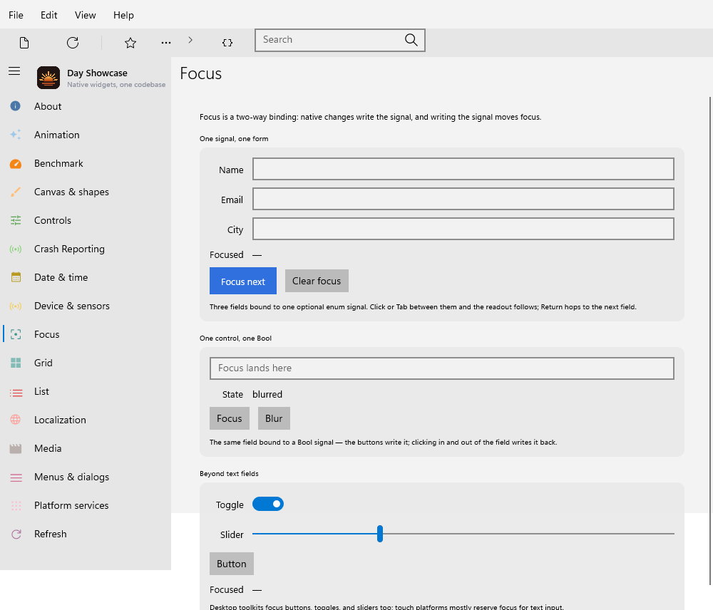 Focus — Windows (XAML)